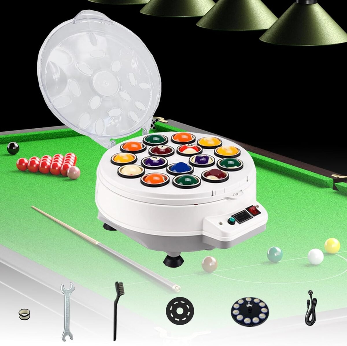 Jueraori 16 Balls Billiard Ball Cleaner and Polisher, Automatic Pool Balls Cleaning Machine, Snooker Polishing Washing Machine for Private Billiard Rooms Clubs Clubhouses - Image 2