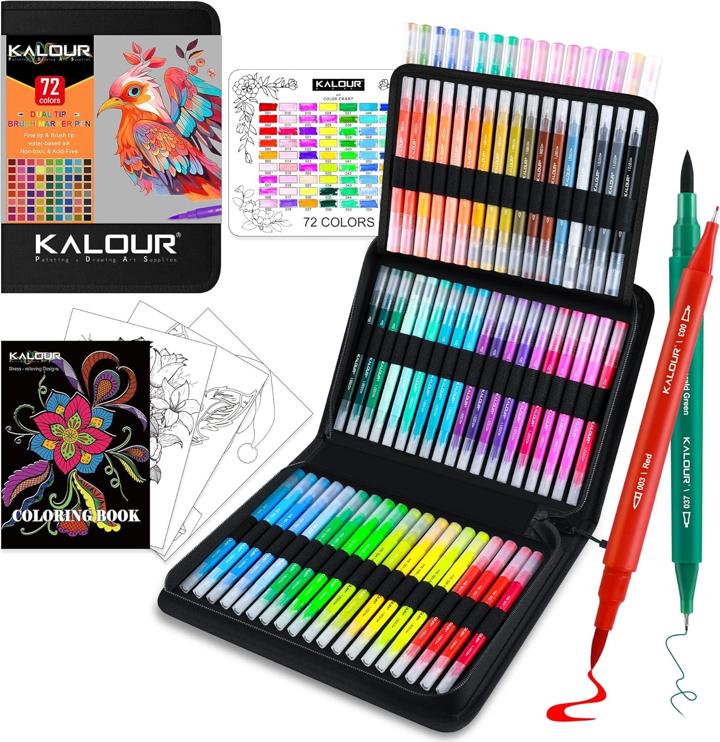 Kalour 72 art markers pens set dual tip brush and fine point color number and name zipper case adult coloring lettering drawing.jpg