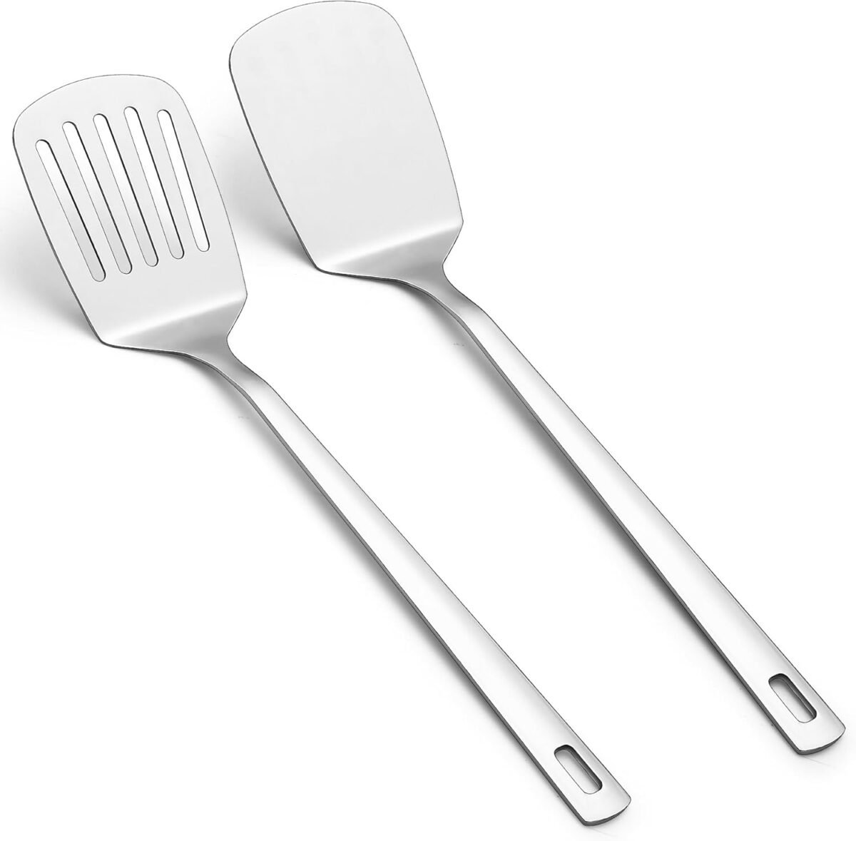Kyraton stainless steel spatulas set silver slotted turner solid turner kitchen spatulas for nonstick cookware dishwasher safe easy to clean.jpg