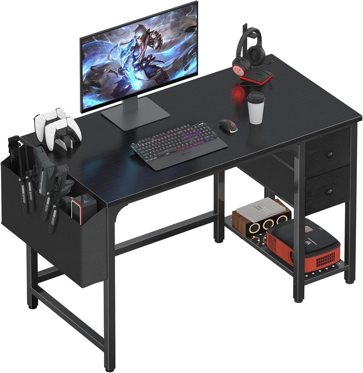 Lufeiya computer desk with fabric drawers 40 inch reversible gaming desk for small space home office modern simple study writing table pc desks for bedroom black.jpg