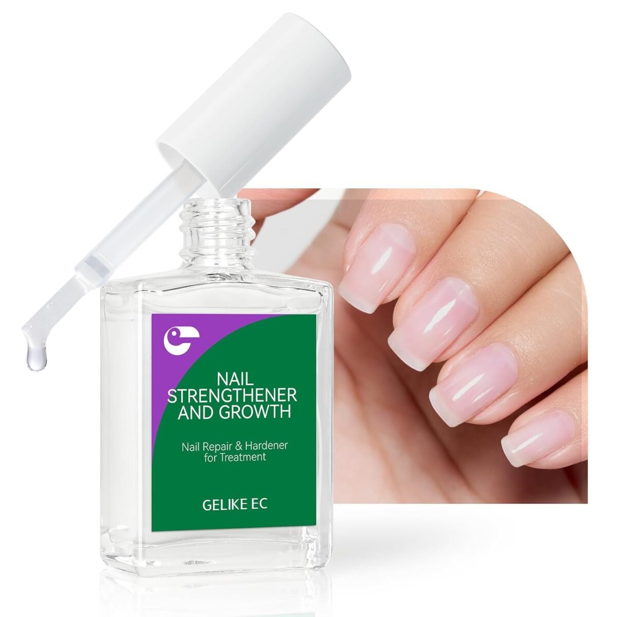 Nail Repair Strengthener for Home Care: Gelike EC 6 in 1 Natural Nail Protein Hardener Extra Strong and Growth - Long Lasting and Fast Dry Polish for Damaged Weak Splitting Break Treatment(Clear 15ml) - Image 2