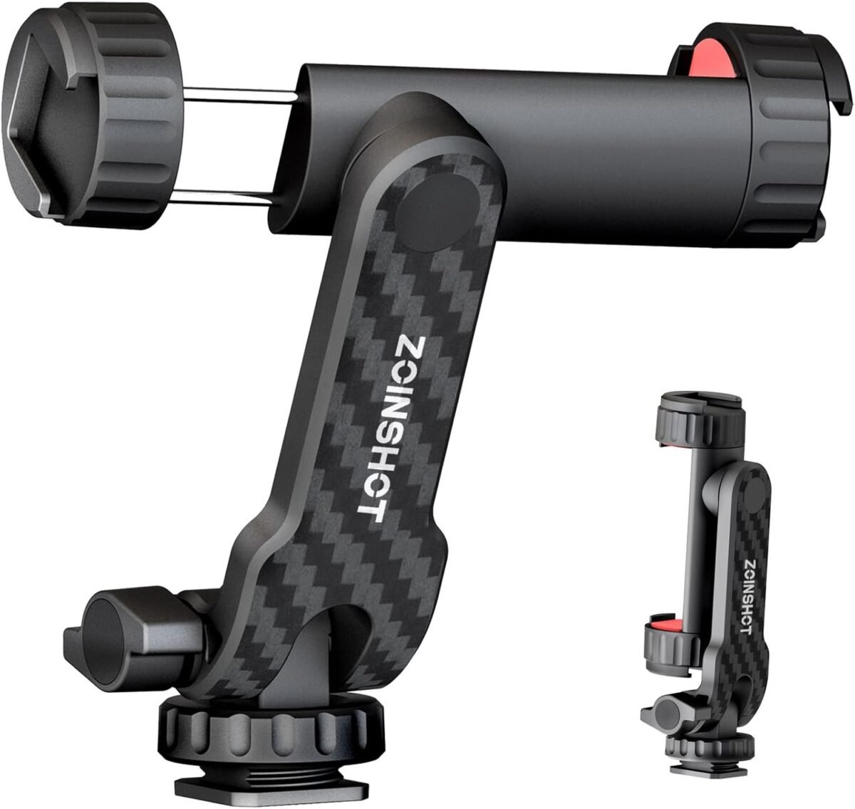 Phone tripod mount universal cell phone mount for tripod with 2 cold shoe 14 standard screw 360° rotates 180° tilts adjustable phone holder adapter for mobile camera photography.jpg