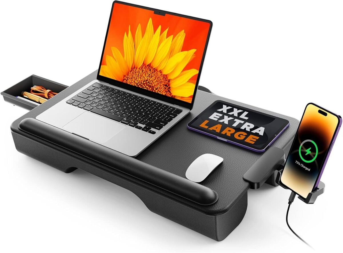 Saiji laptop lap desk portable laptop desk for bed fits up to 17 laptops macbooklightweight lap tray table with storage drawer lap desk with cushion lap stand for bed couch.jpg
