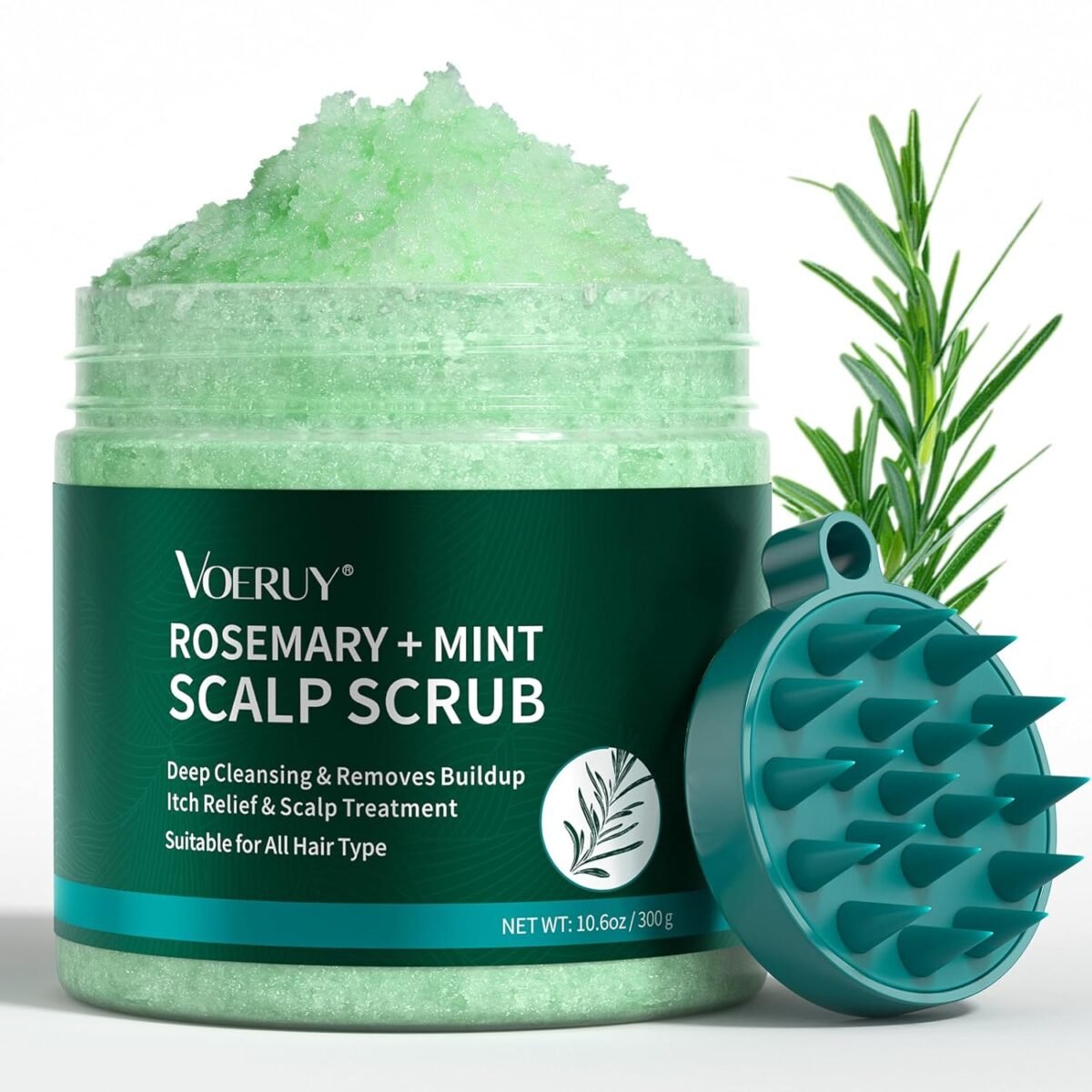 Scalp scrub rosemary scalp exfoliator scrub shampoo 2 in 1 scalp treatment with mint oil hair treatment to clarify and remove build up with silicone scalp massager 10.6oz300g.jpg