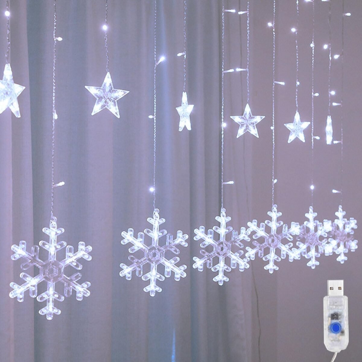 Snowflake christmas lights 126 led curtain lights with 8 flashing modes hanging icicle decor for holiday windows.jpg
