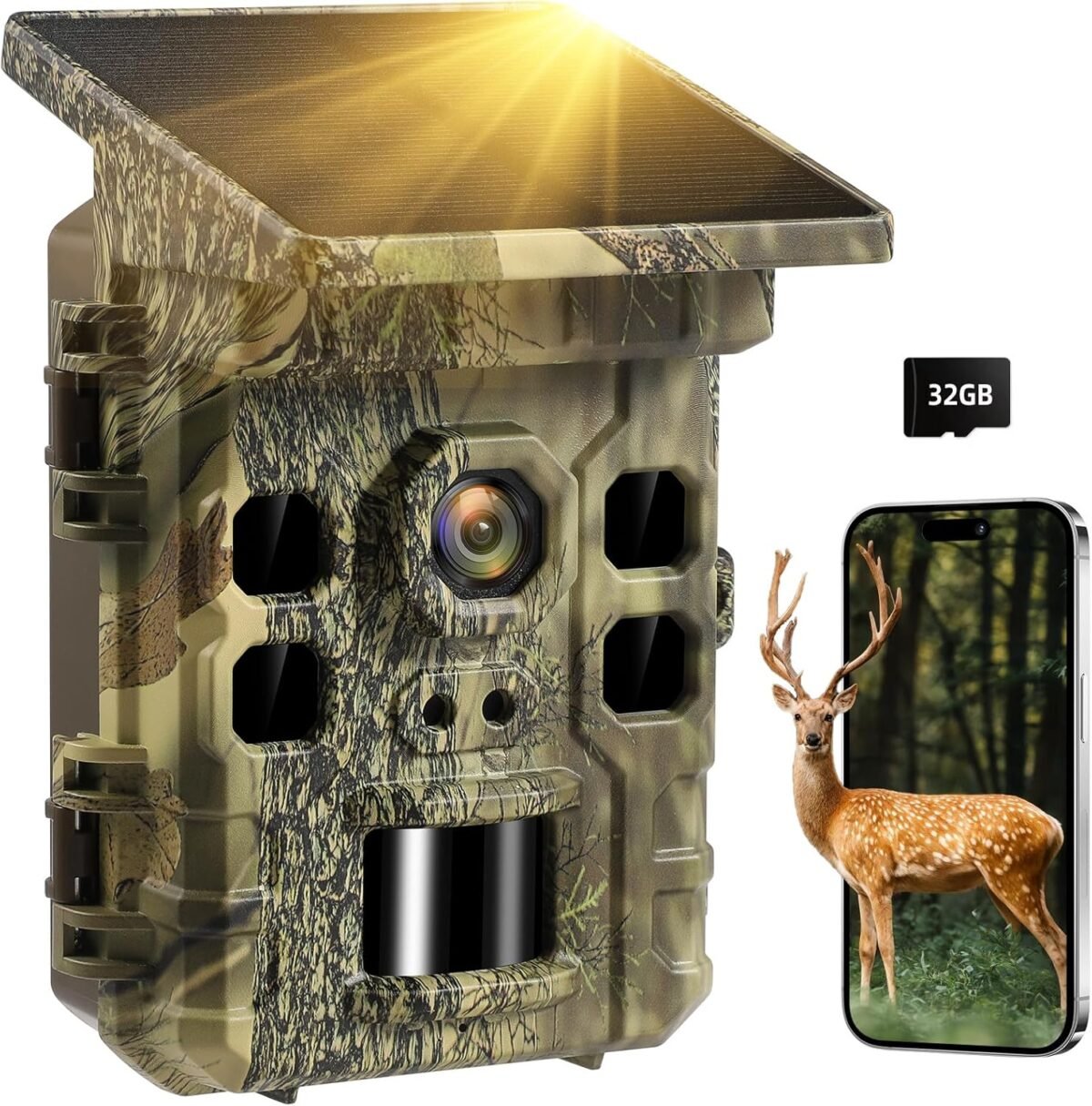 Solar trail camera 2.7k 32mp wifi bluetooth game camera 130°wide angle trail cam with night vision motion activated 0.2s trigger waterproof ip66 wildlife cam.jpg