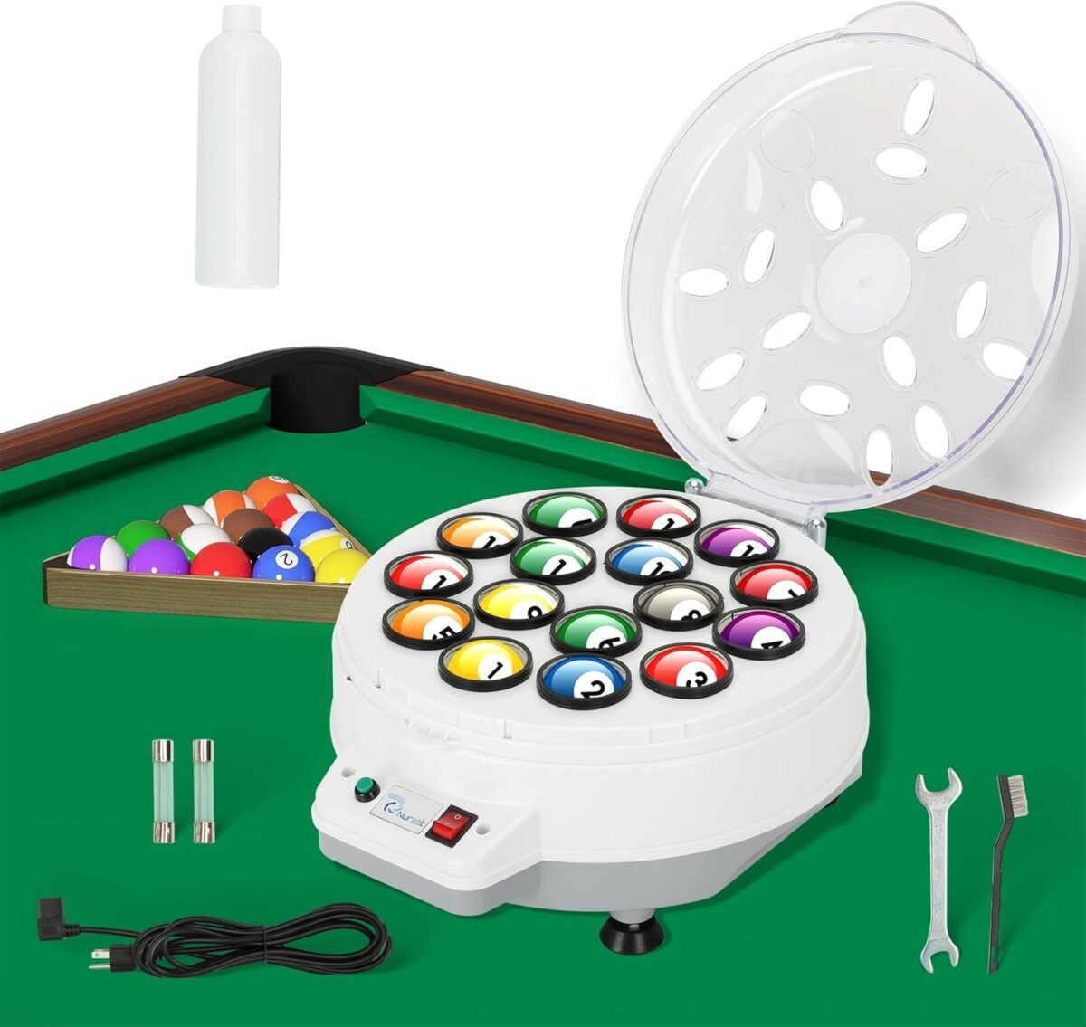 Upgraded Billiard Ball Cleaner and Polisher, Billiard Ball Cleaner, Pool Ball Cleaner for 16 Billiard and Snooker, Balls British and American Dual Use 110V, Automatic Pool Ball Cleaner - Image 2