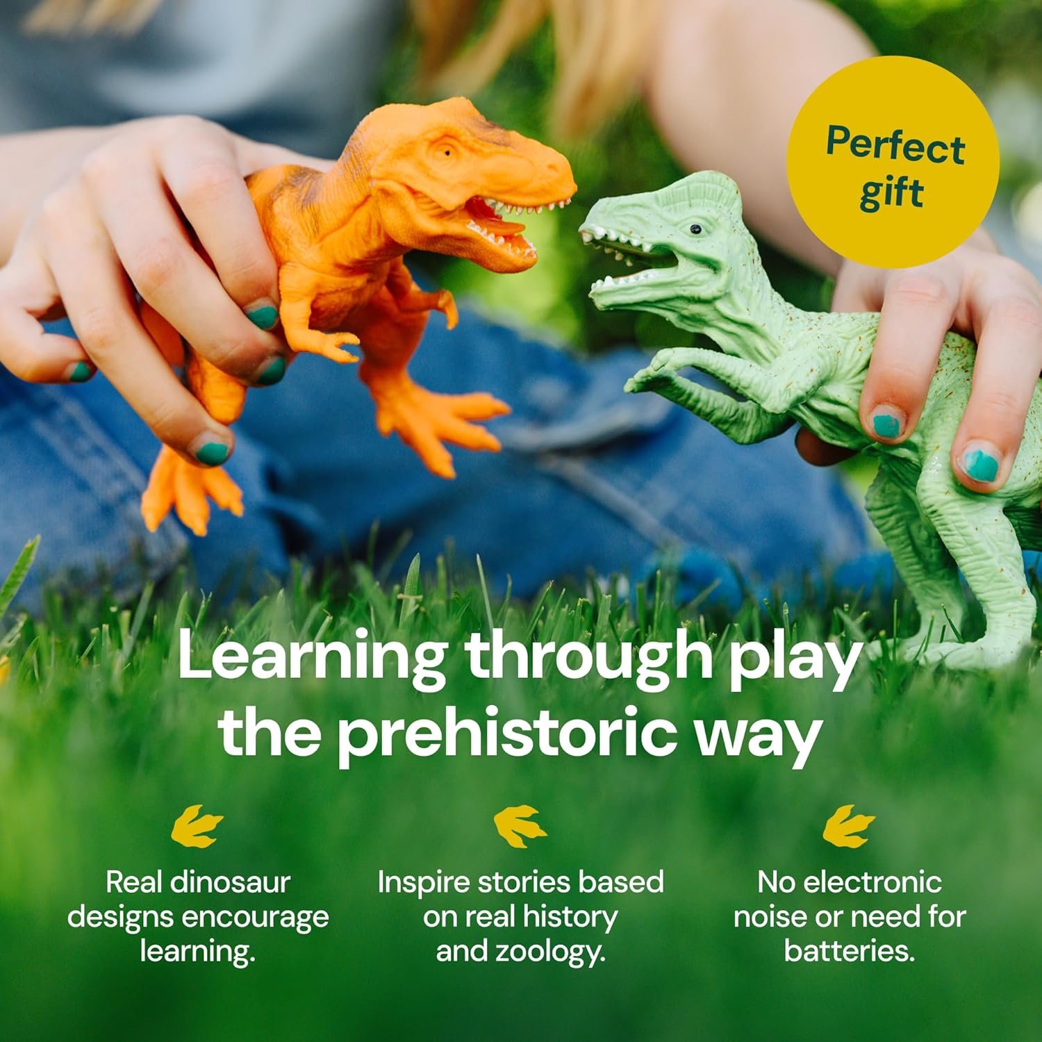 PLAYVIBE Dinosaur Toys - 12 Realistic 7-Inch Models, Multi-Color, Metal Storage Box - Dinosaur Figures & Action Figures for Kids Ages 3-7 - Image 5