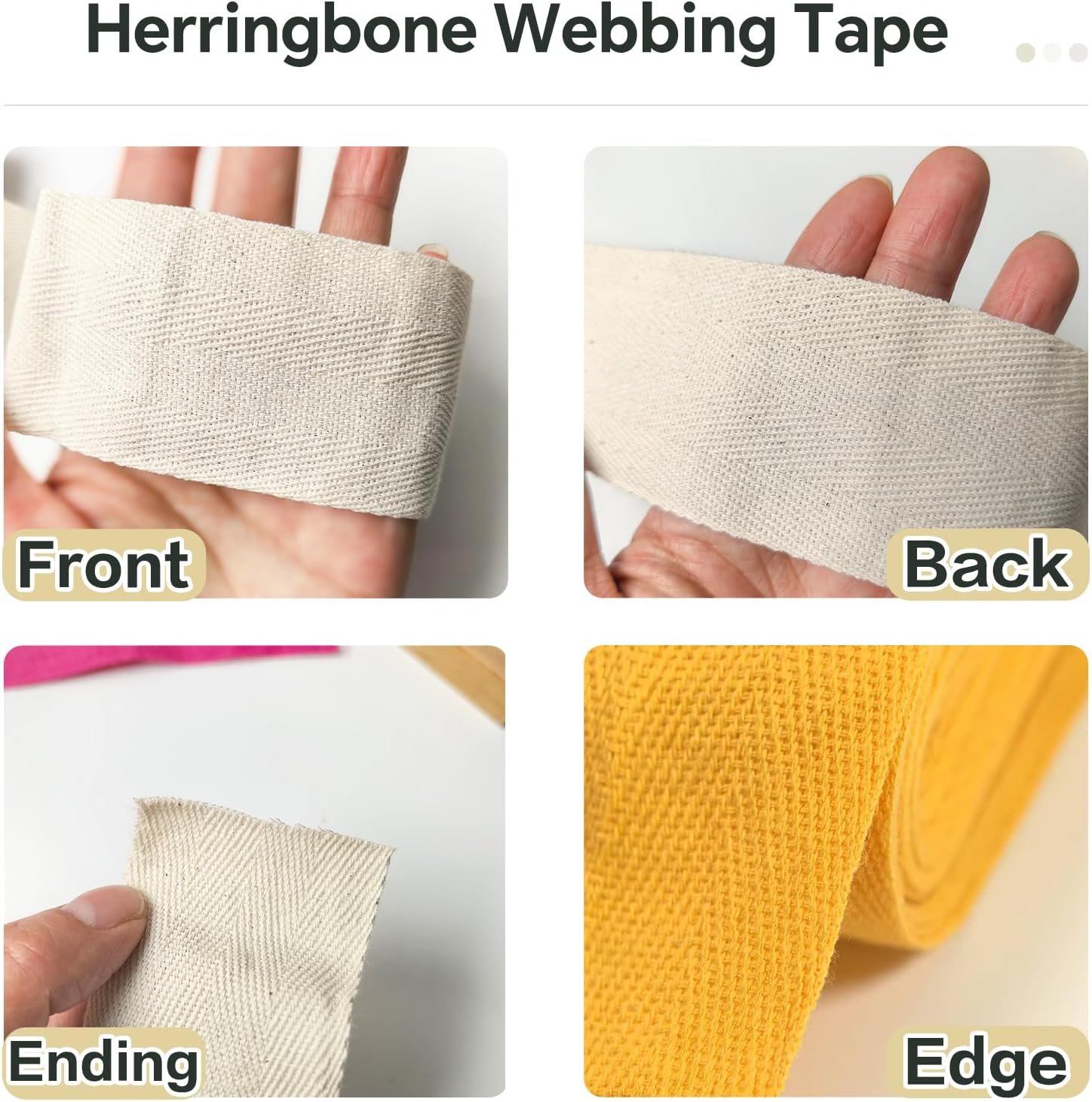 2 Inch Colored Cotton Herringbone Twill Tape for Sewing,40 Yards Bias Binding, Pet Collar, Home Deco -Durable Webbing Straps-Natural Bias Binding Tape Ribbon & Handles for Crafting DIY - Image 7
