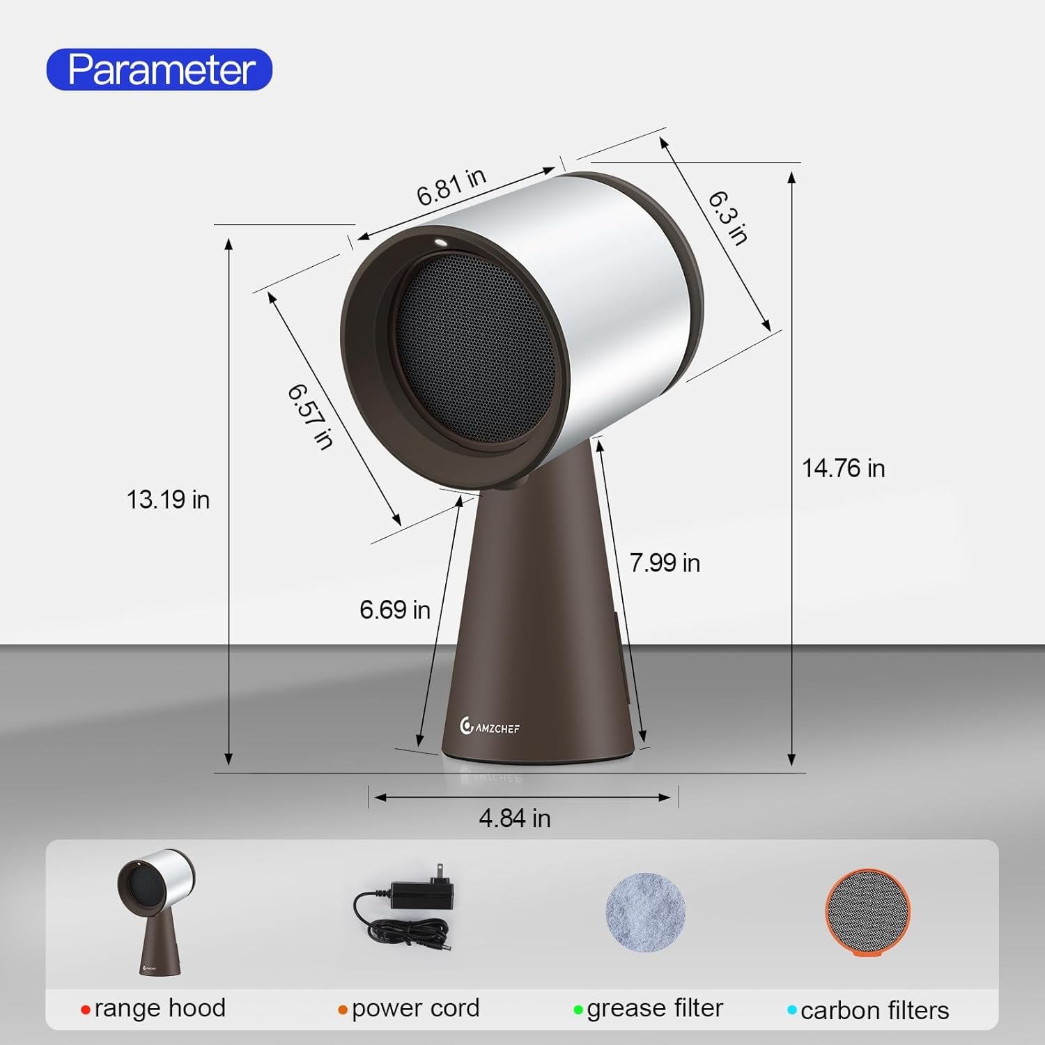 AMZCHEF Portable Range Hood, Desktop Range Hood with 3 Speed Exhaust Fan,Low Noise Large Oil Collection Cup,Detachable Aluminum Filter, Portable Kitchen Exhaust Fan for Indoor BBQ, Hot Pot - Image 3