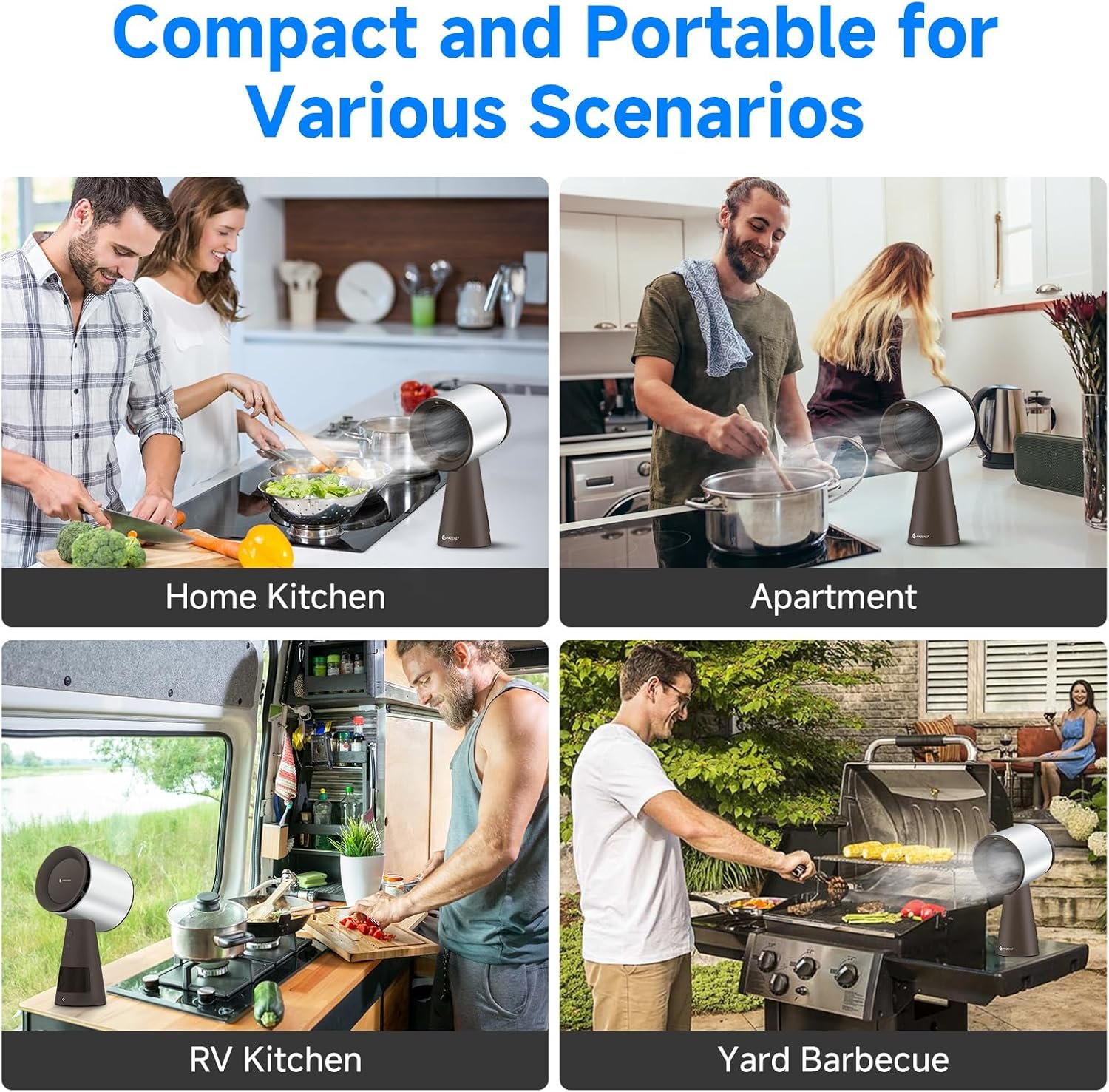 AMZCHEF Portable Range Hood, Desktop Range Hood with 3 Speed Exhaust Fan,Low Noise Large Oil Collection Cup,Detachable Aluminum Filter, Portable Kitchen Exhaust Fan for Indoor BBQ, Hot Pot - Image 8