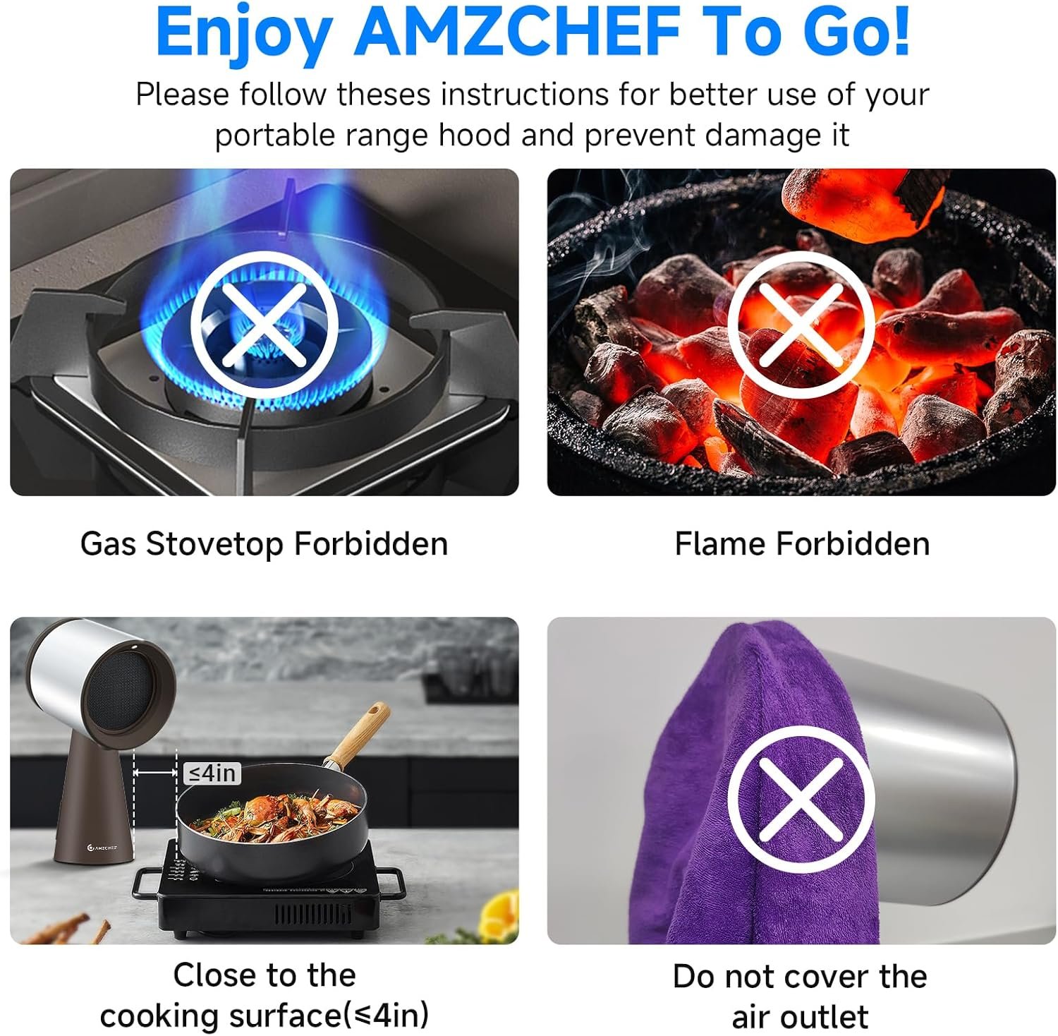 AMZCHEF Portable Range Hood, Desktop Range Hood with 3 Speed Exhaust Fan,Low Noise Large Oil Collection Cup,Detachable Aluminum Filter, Portable Kitchen Exhaust Fan for Indoor BBQ, Hot Pot - Image 10
