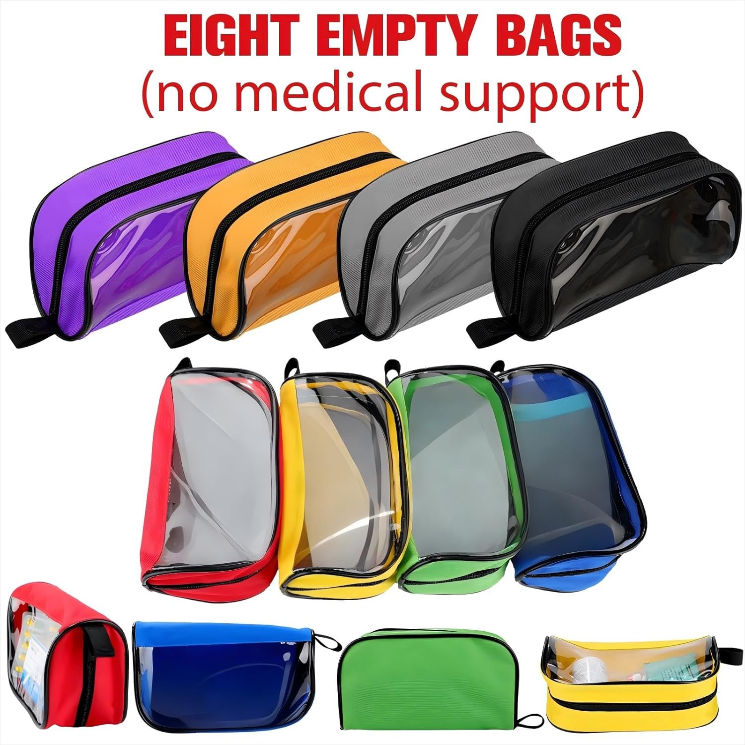 Oudain 8 Pcs First Aid Bag Empty 8 Colors First Aid Pouches Portable Medical Bag with Zipper and Transparent Window Medical Organizer Kit Accessory for Home Outdoor Travel Supplies - Image 5