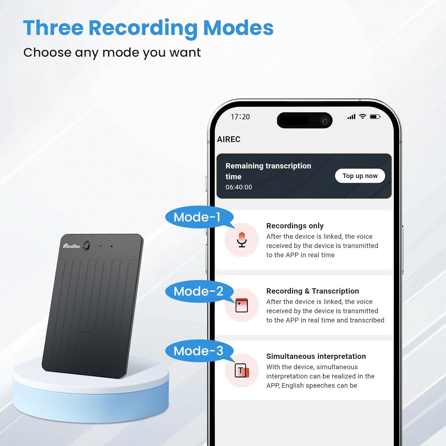 AI Voice Recorder, Transcribe & Summary Voice Recorder with Playback, Digital Voice Recorder Supporting Real-Time Translation in 59 Languages, Audio Recorder for Lectures, Meetings, 64GB Memory - Image 8