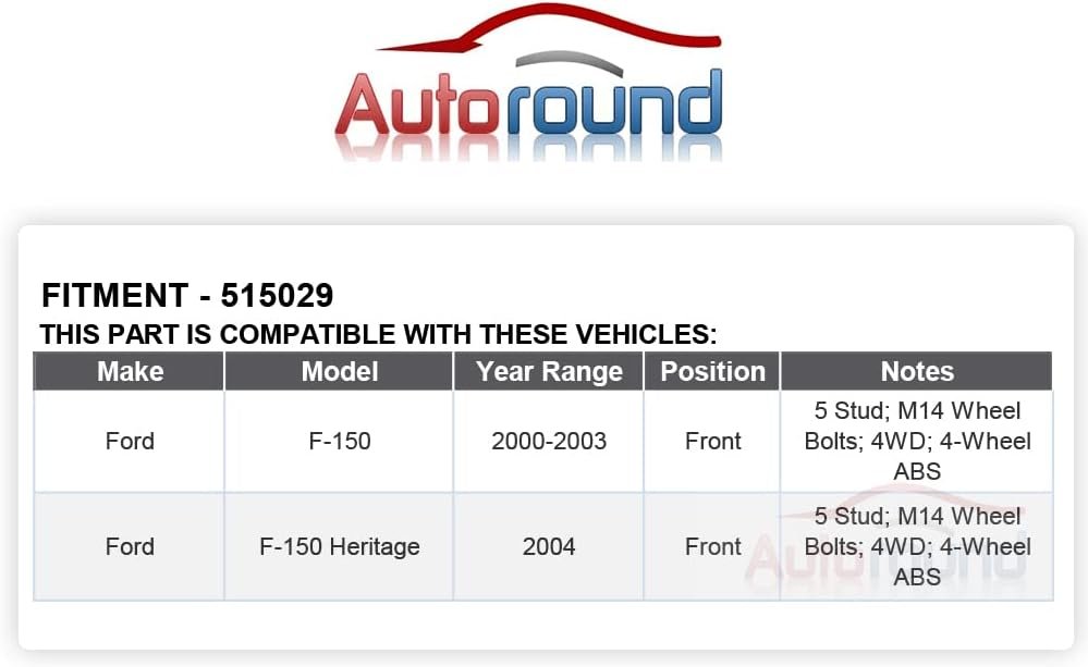 Autoround 515029 Front Wheel Hub and Bearing Assembly Fit for 4x4 4WD Ford F150 2000-2003, F-150 Heritage 2004, 5 Lugs w/ABS - Image 4