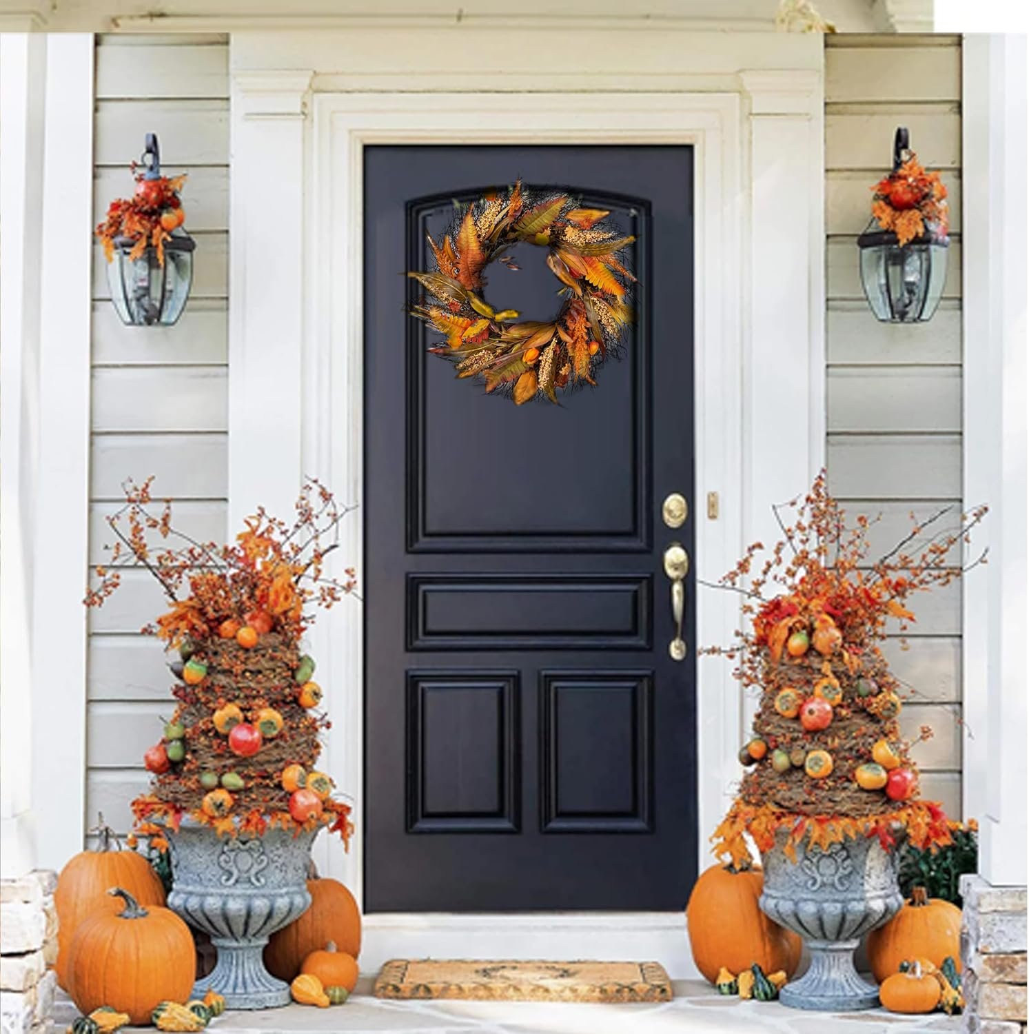 Fall Wreath for Thanksgiving Decorations 24inch - Walasis Large Wheat Wreaths for Front Door - Harvest Grain Gold Autumn Wall Decor for Indoor Outdoor - Image 4