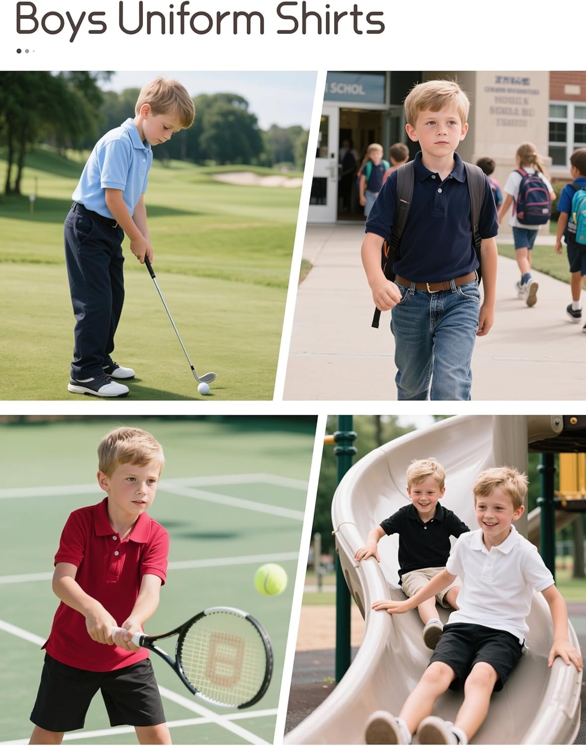 OHD 4 Pack Boys Polo Shirt Cotton School Uniform Polo Shirts for Boys Soft Kids Polo Shirt Multiple Color Short Sleeve Polo - Image 6