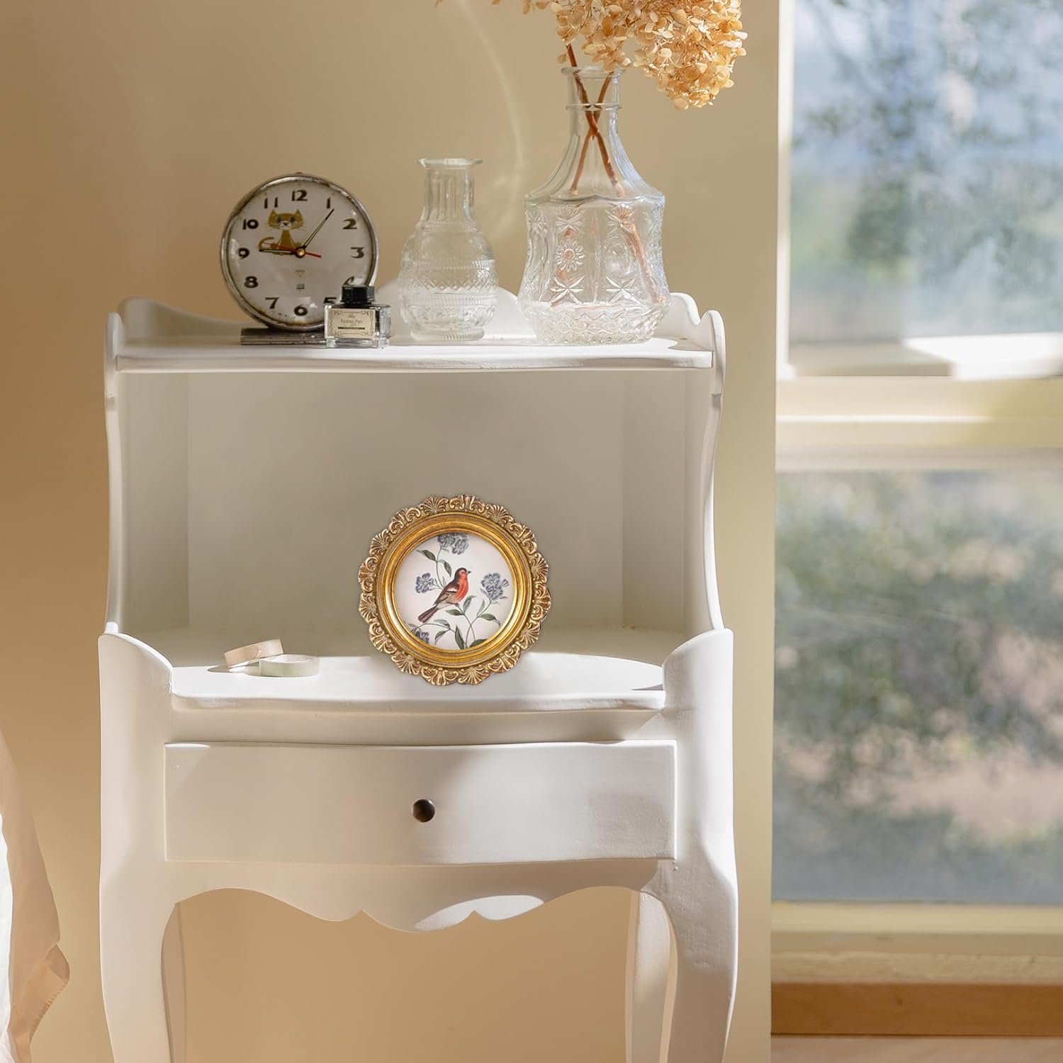 Vintage Picture Frames 3x3 Round Bronze Antique Picture Frames with Glass Front Handcrafted Rustic Home Decor for Wall Mount and Tabletop Gallery Wall Art - Image 4