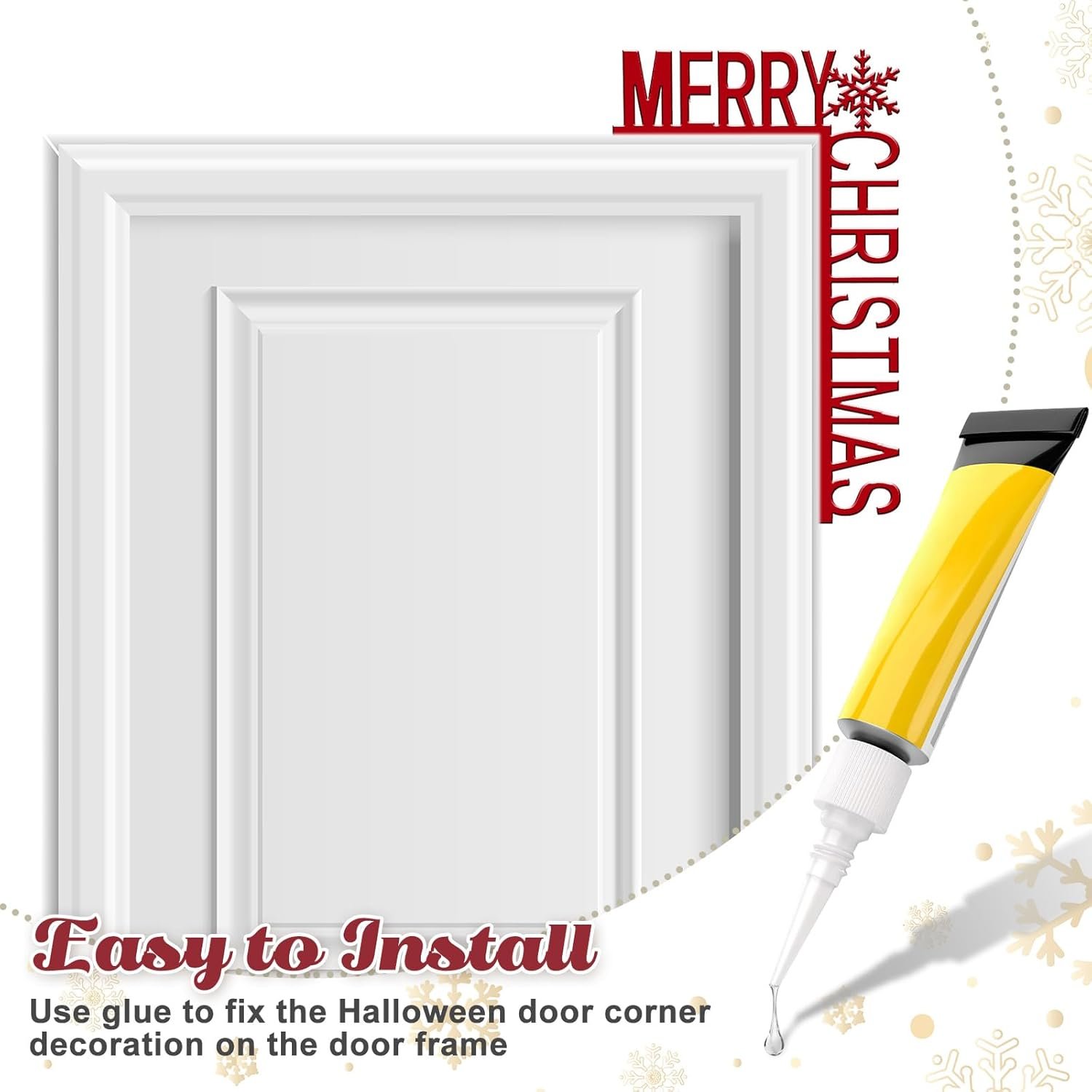 2 pcs Christmas Door Frame Decoration MERRY CHRISTMAS Front Door Corner Sign Decor Home Wooden Frame Ornament Party Table Decor Props Gift for Wall Window DIY Craft - Image 4