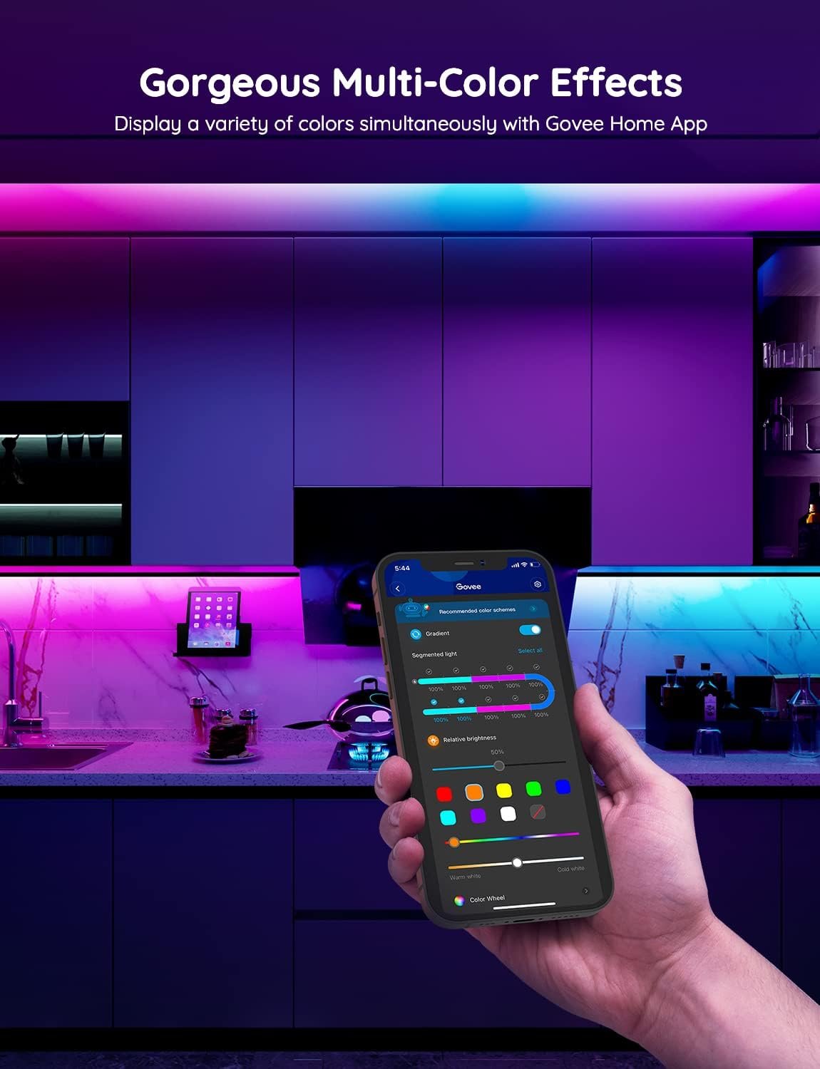 Govee 65.6 feet RGBIC LED Strip Lights for Bedroom, Smart Strip Lights Alexa Compatible, Color Changing LED Lights, Home Decor, 2 Rolls of 32.8 feet - Image 5