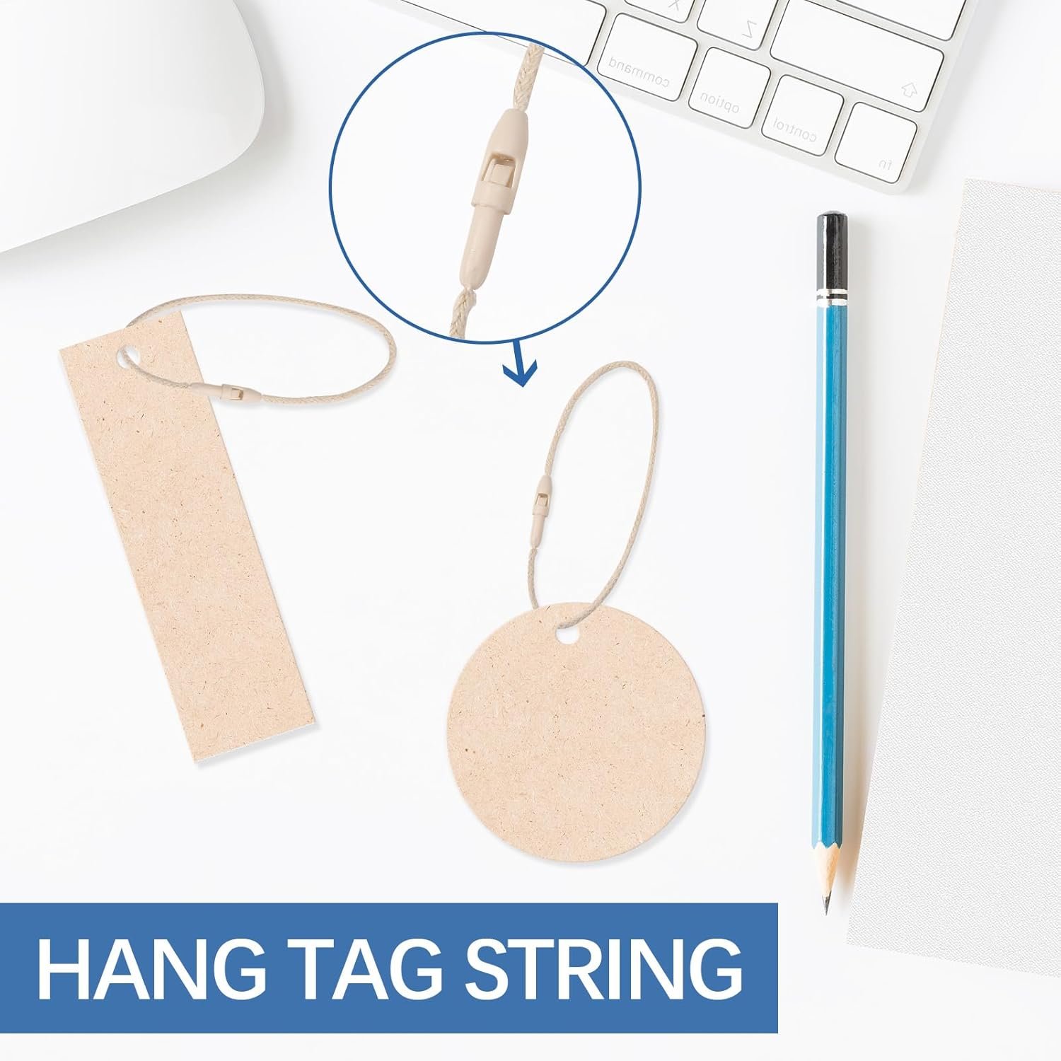 500Pcs 7.7" Thick Cotton Hang Tag String Fasteners with Plastic Snap Lock for Clothing, Shoes, Gift Tags, Price Tags & DIY Accessories(Thickened,Beige) - Image 6