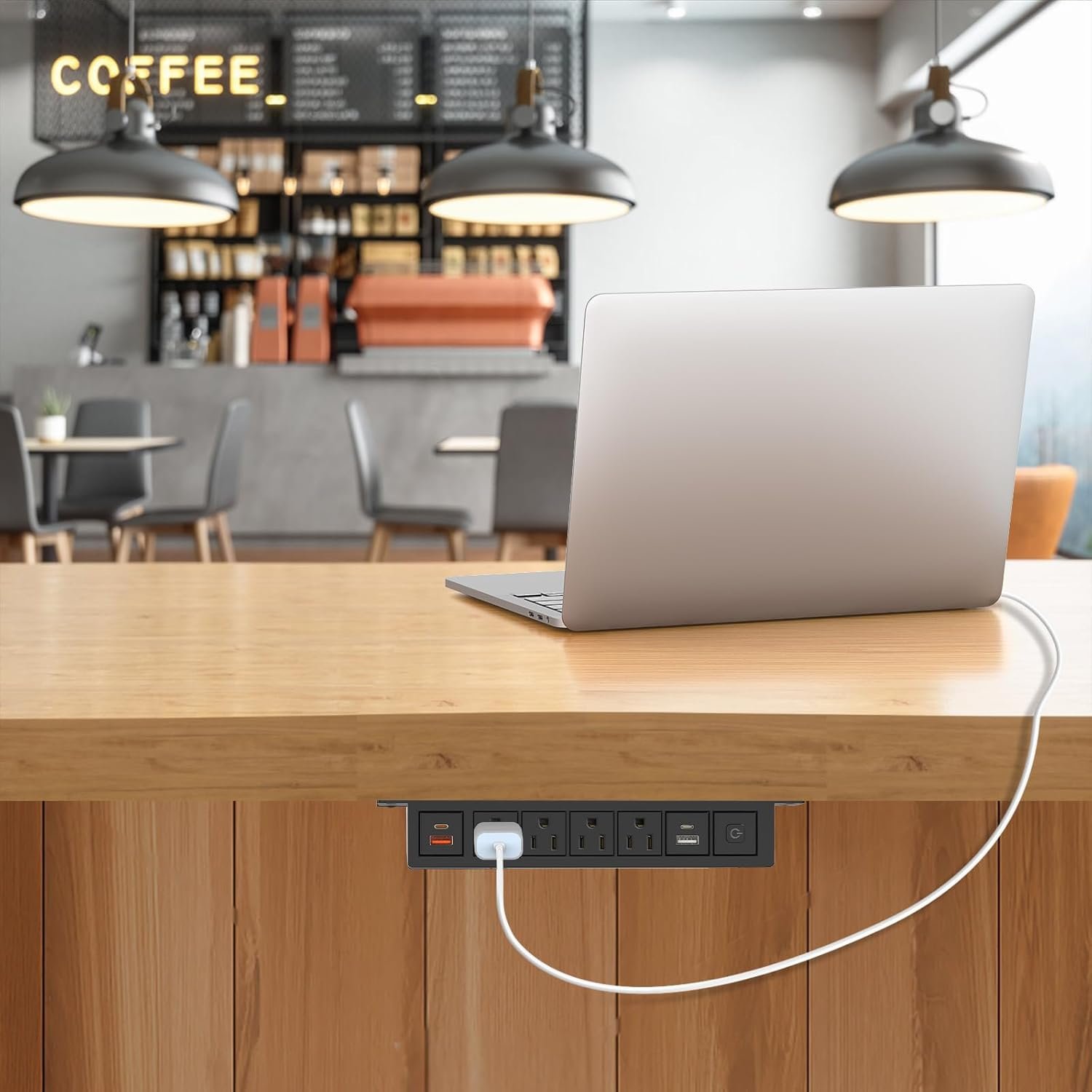 Under Desk Power Strip with 20W USB C, QBA 8-in-1 Desk Outlet Station, 4 AC Outlets, 2 USB-C, 2 USB-A, 10FT Cable, Desk Mount Power Strip for Home Office Conference, ETL Listed(Black) - Image 6