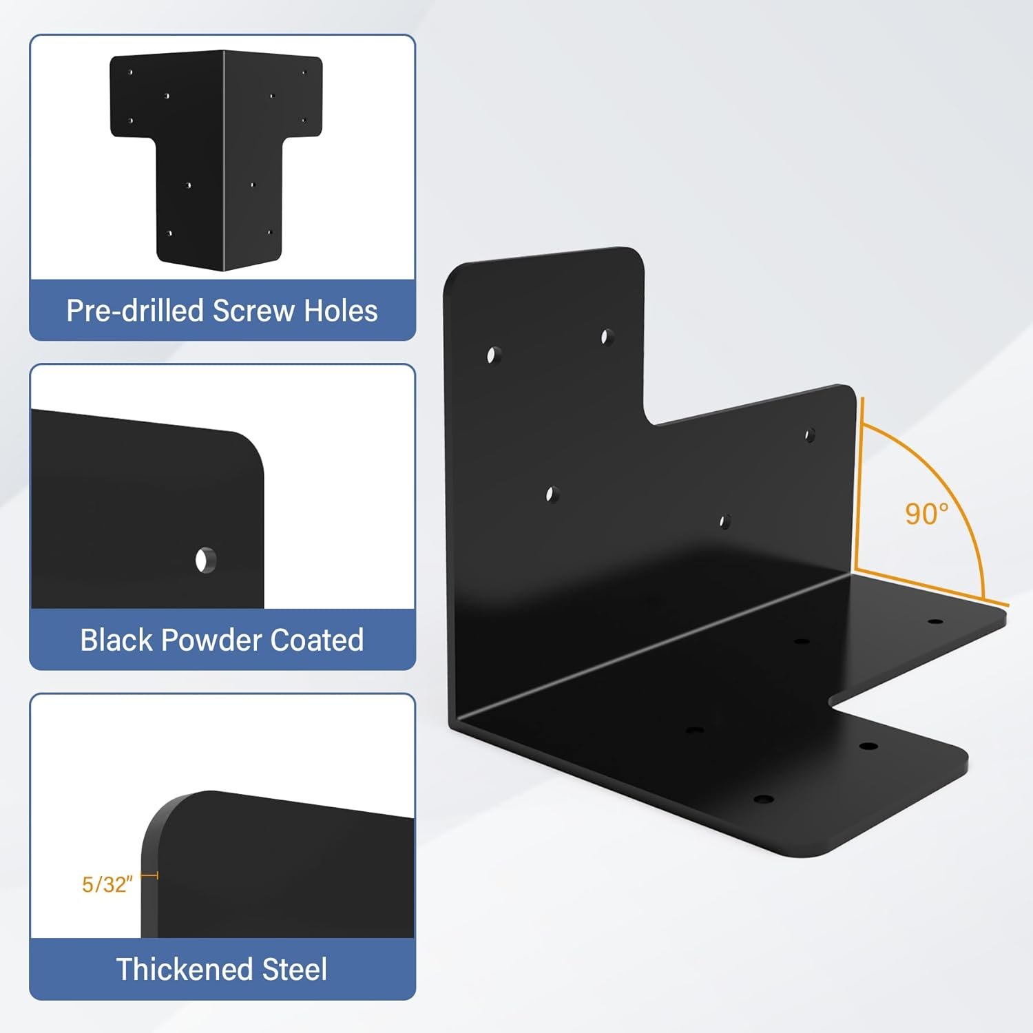 8 PCS Steel Work Bench Brackets, Heavy Duty DIY Workbench Kit, 4mm Black Metal Corner Brackets for Wood Workbench Suitable for Shelving, Work Table, Gazebos - Image 4