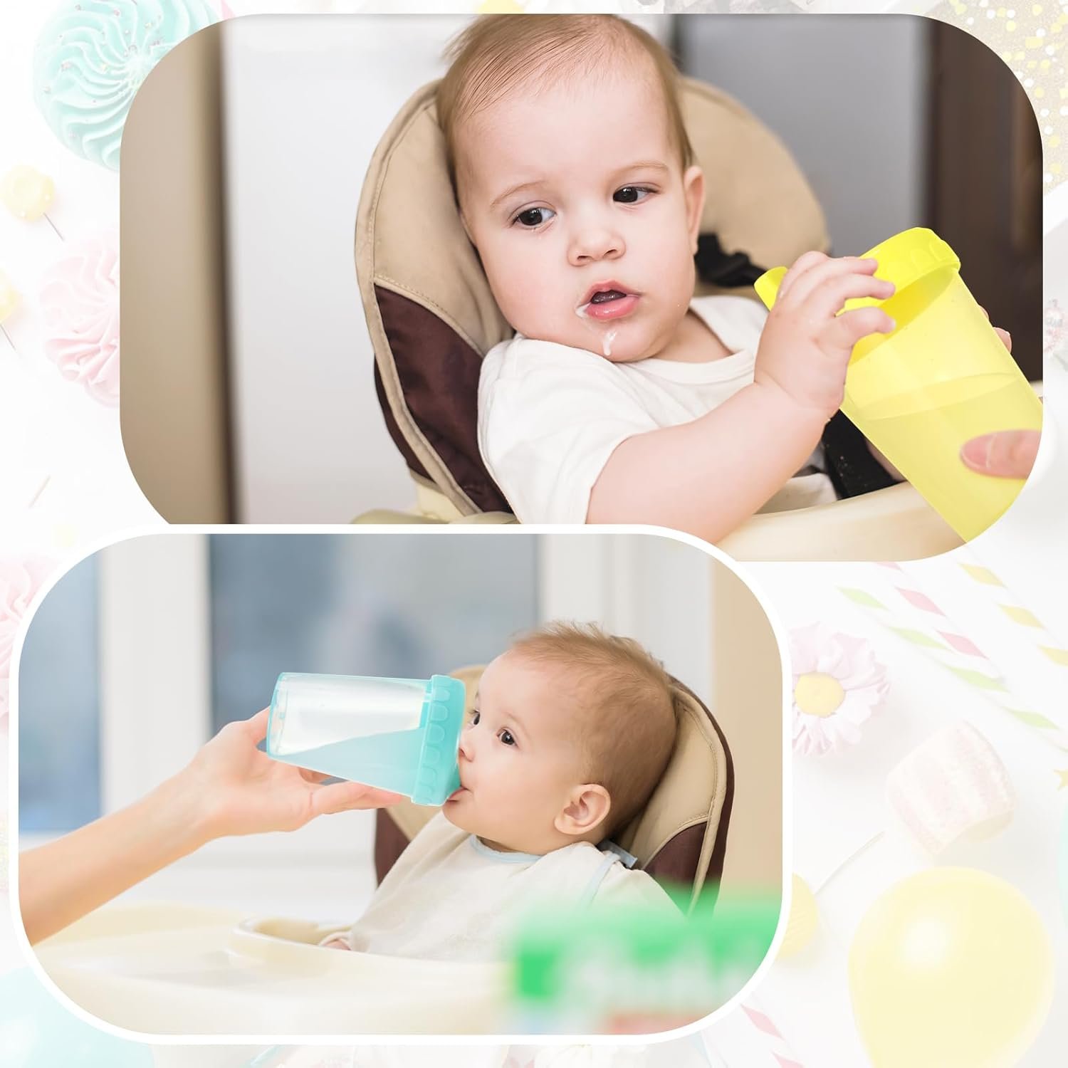 Mifoci 24 Pack 6.7 Oz. Sippy Cups without Stopper for Toddlers 1-3, Non-Spill Training Cups with Lids for Infant Small Baby Reusable Sippy Drinking, Dishwasher Safe, 6 Assorted Color - Image 5