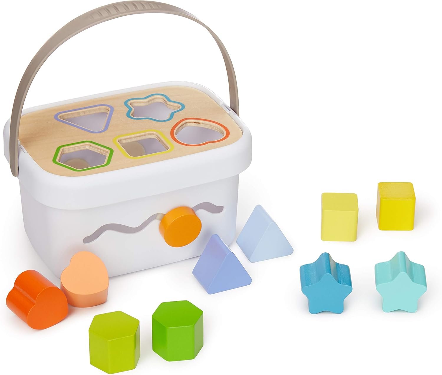 Amazon Basics Wooden Shape Sorter and Rainbow Stacker Classic Baby Toy Set-Sorting Play For Infants Age 12M+, Medium, Multicolor - Image 3