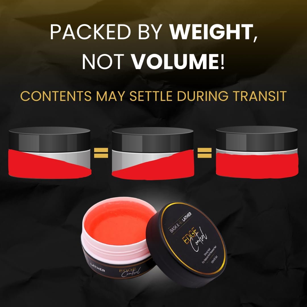 BASK & LATHER Strong Hold Edge Control Gel with Castor Oil, Non-Greasy, Non-Flaking, No White Cast, Long Lasting, Supports Hair Growth, Natural Formula, For All Hair Types, 5.3 Fl Oz - Image 7