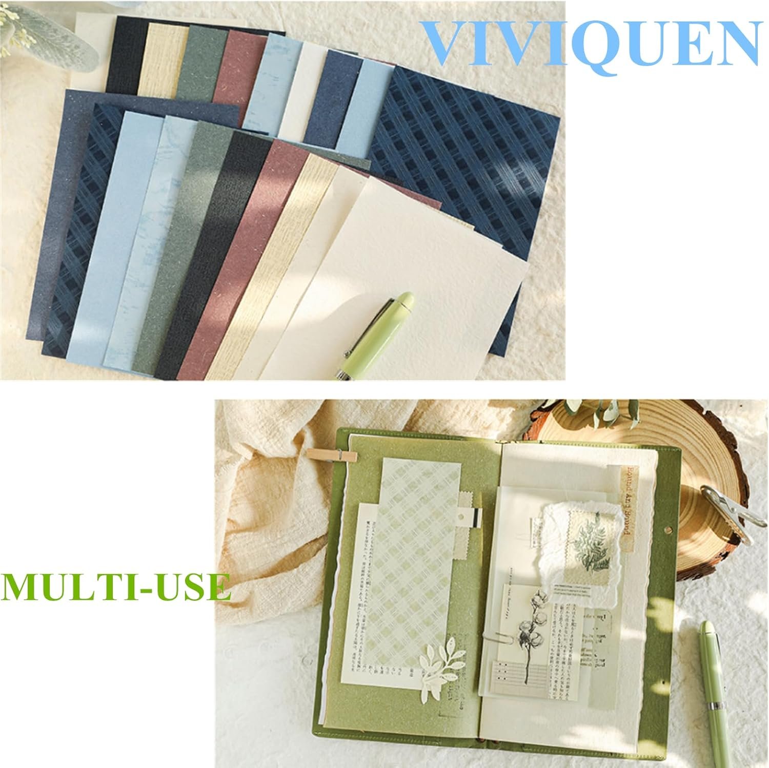 VIVIQUEN 80 Sheets Vintage Scrapbook Paper and Embossed Textured Set - 4 Pack Mixed Special Paper for Scrapbooking Planner Bullet Junk Journal Supplies Collage Card Embellishment A6 Size - Image 9