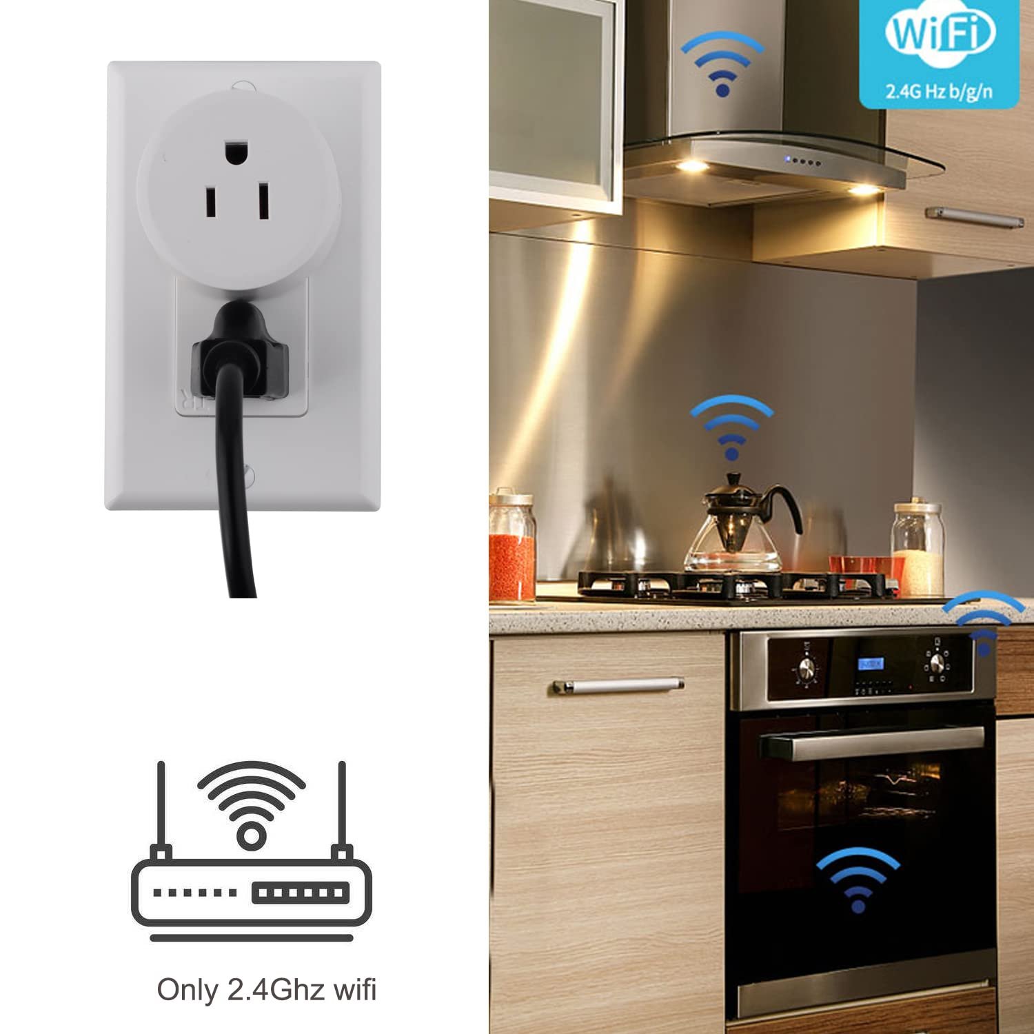 Tuya WiFi Smart Plug Works with Alexa Google Assistant IFTTT for Voice Control Mini Smart Outlet Plug with Timer Function,No Hub Required,Only 2.4GHz Wi-Fi,FCC/Rohs Listed Socket(2 Pack) - Image 5
