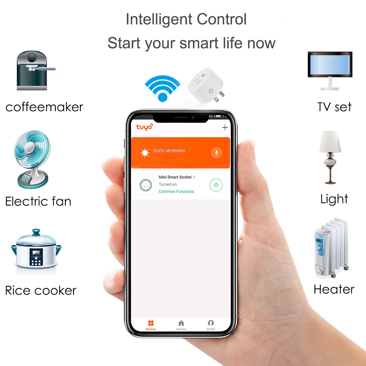 Tuya WiFi Smart Plug Works with Alexa Google Assistant IFTTT for Voice Control Mini Smart Outlet Plug with Timer Function,No Hub Required,Only 2.4GHz Wi-Fi,FCC/Rohs Listed Socket(2 Pack) - Image 6