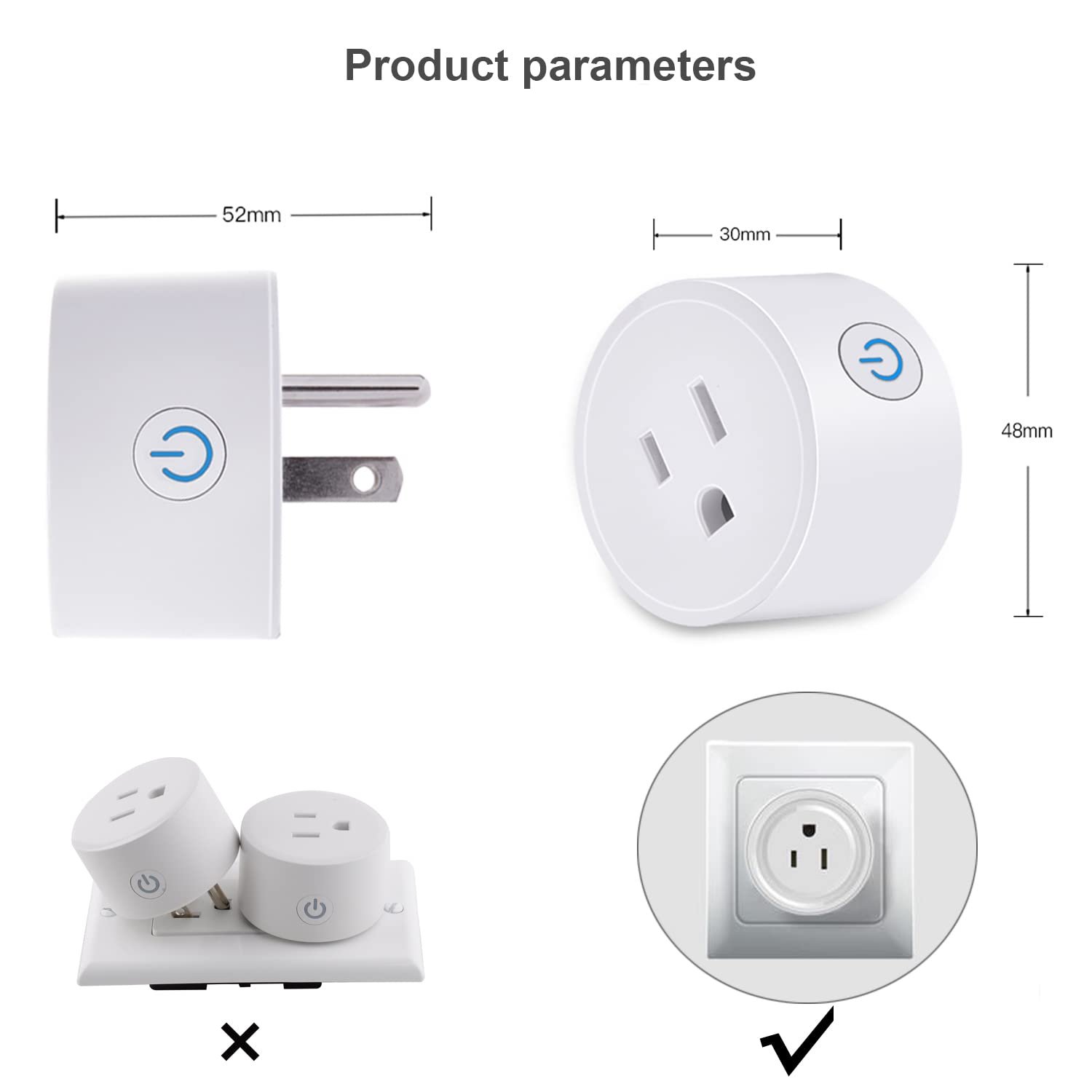 Tuya WiFi Smart Plug Works with Alexa Google Assistant IFTTT for Voice Control Mini Smart Outlet Plug with Timer Function,No Hub Required,Only 2.4GHz Wi-Fi,FCC/Rohs Listed Socket(2 Pack) - Image 7