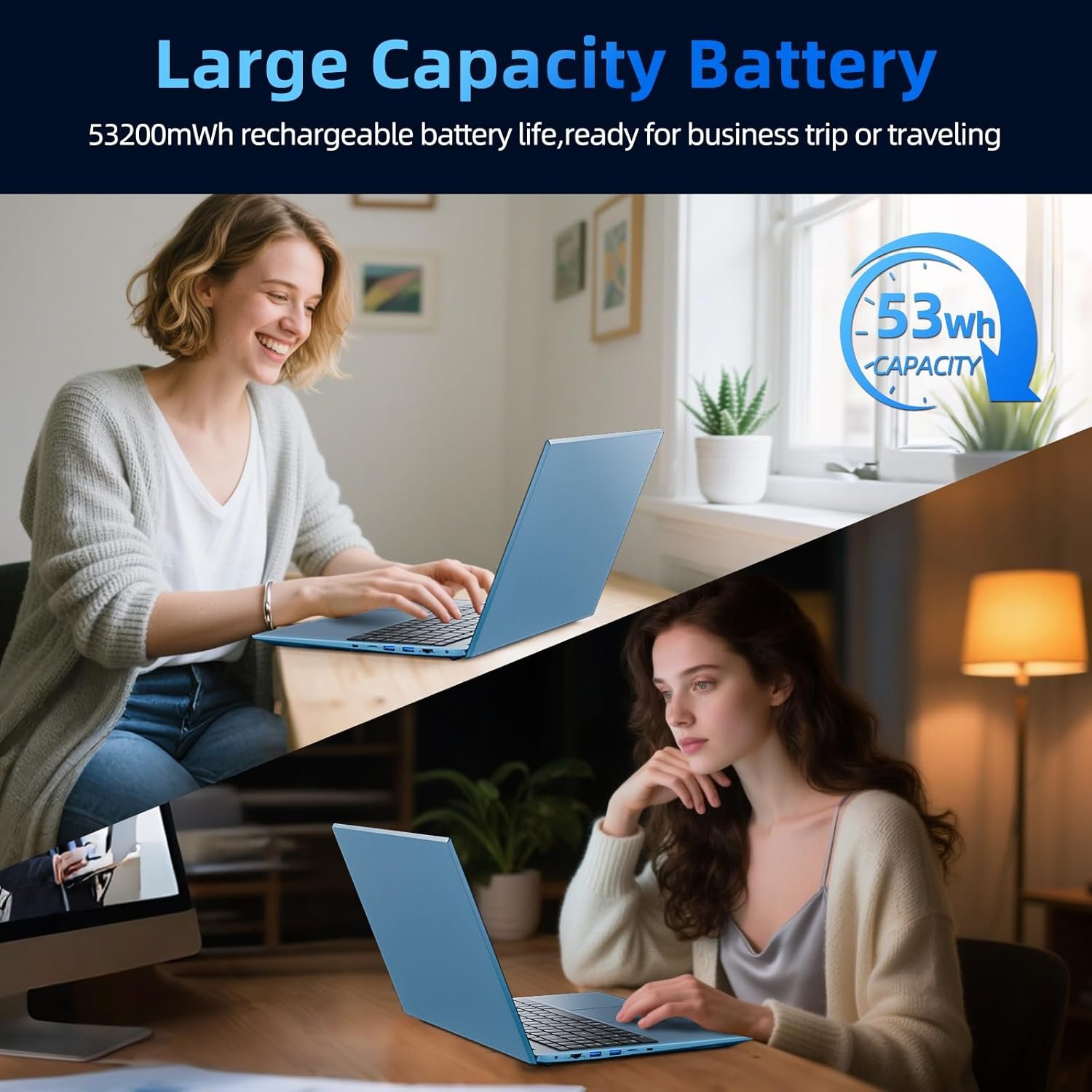 SGIN 15.6 Inch Laptop Computer, Win 11 Laptops with 16GB RAM 1024GB SSD, Core i3 CPU(Up to 3.9GHz), Backlit Keyboard, 53.2WH Battery, WiFi 6, IPS FHD Display, 180° Viewing, HDMI, Type-C - Image 8