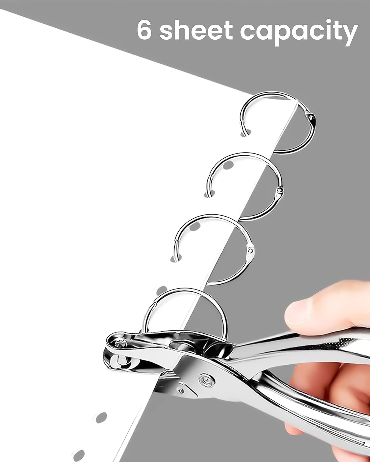 2 Pcs Hole Punch, 1/4 Inch and 1/8 Inch Single Hole Punch, MoHern Hole Puncher Single, Hole Puncher for Crafts, Tags, Tickets, Circle Paper Punches with 6 Sheet Capacity for Home, Office, School - Image 6