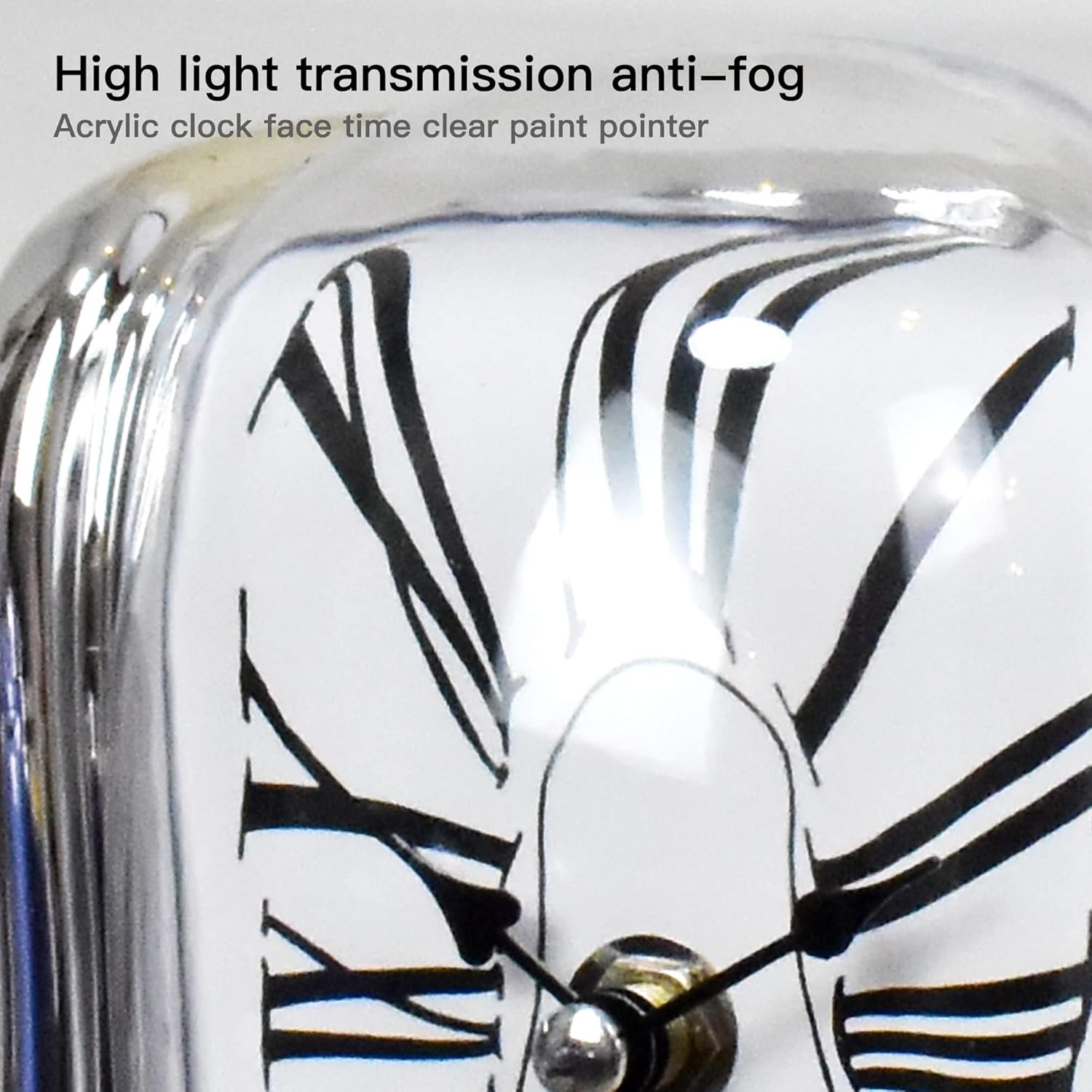 Melting Clock Dali Melted Clock Gift Decor Art Inspired Wall Clock Twisted Shelf Hanging Surrealist for Decorative Shop Office Home Desk Roman Silve… - Image 6