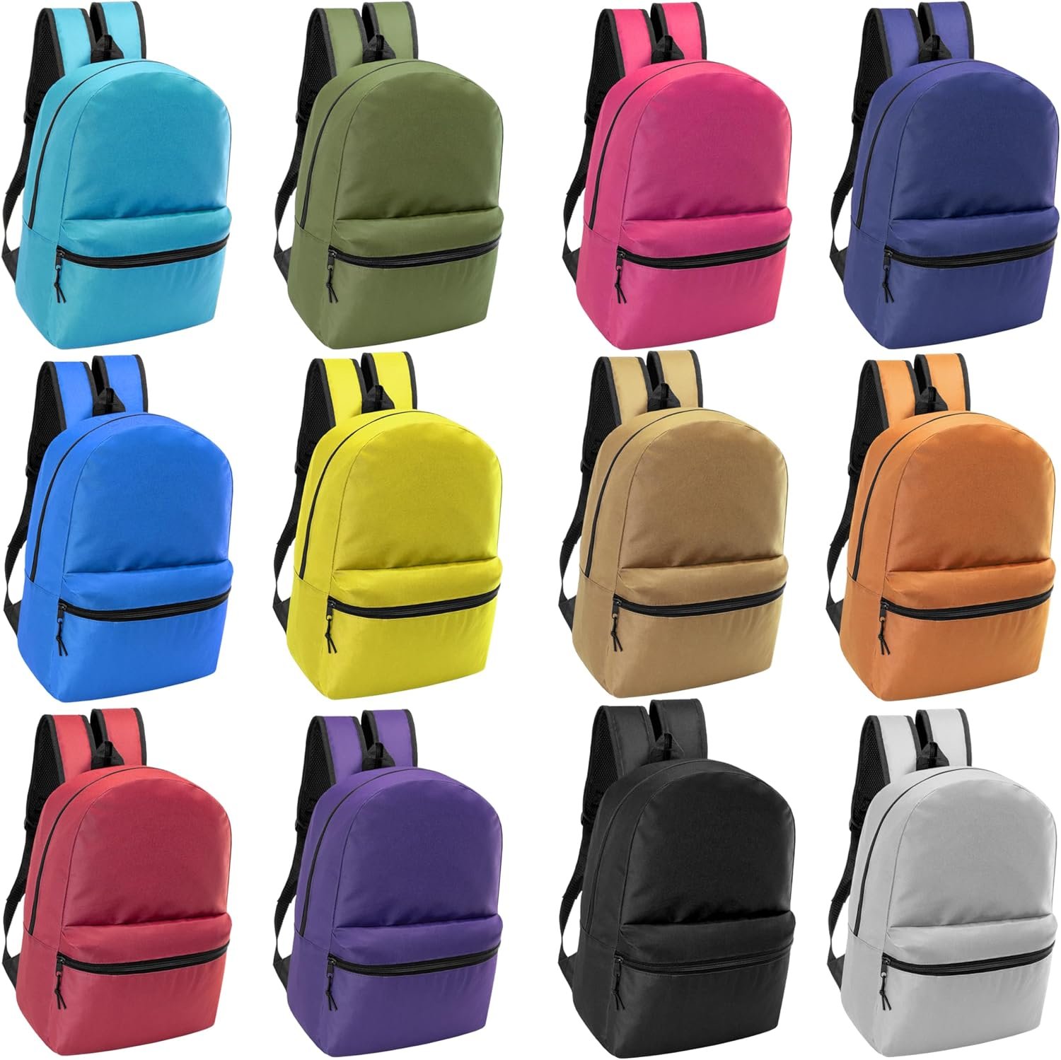 20-Pack 17" School Backpacks for Kids - Backpacks in Bulk for Elementary, Middle, and High School Students, 12 Assorted Colors - Image 2