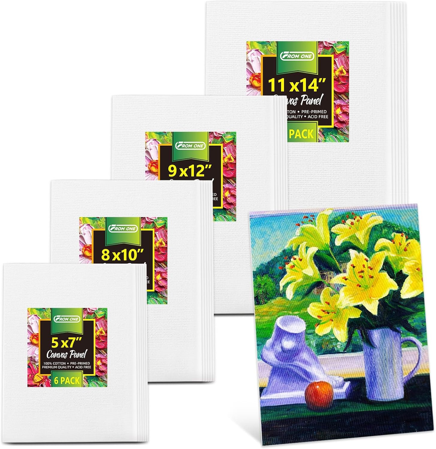 24PK Canvas Boards for Painting –4 Sizes (5x7'' 8x10'' 9x12'' 11x14'') –100% Cotton Gesso Pre-Primed Canvas for Acrylic, Oil, Watercolor, Gouache | Art Supplies for Beginner & Artists & Student - Image 2