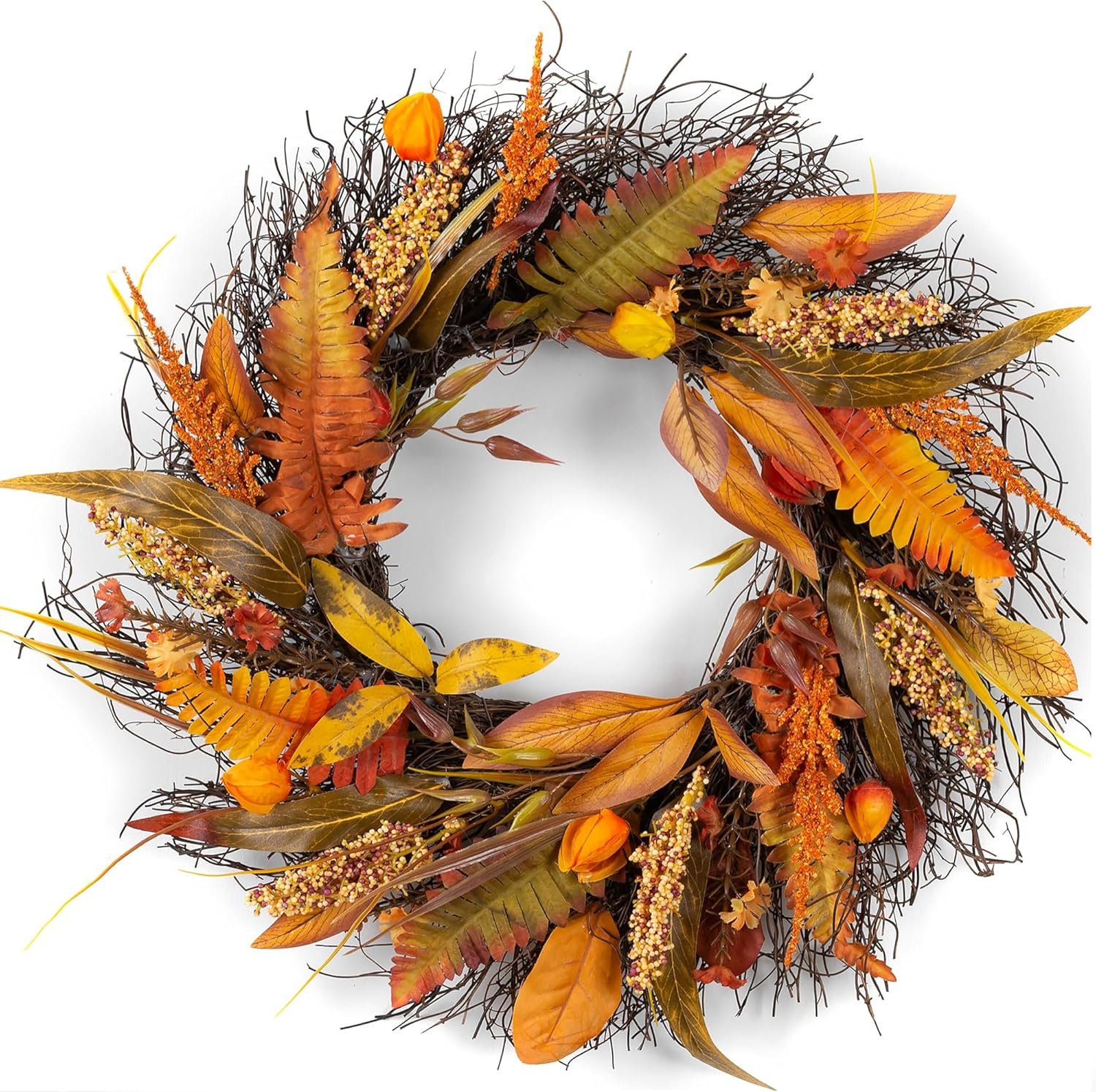 Fall Wreath for Thanksgiving Decorations 24inch - Walasis Large Wheat Wreaths for Front Door - Harvest Grain Gold Autumn Wall Decor for Indoor Outdoor - Image 2