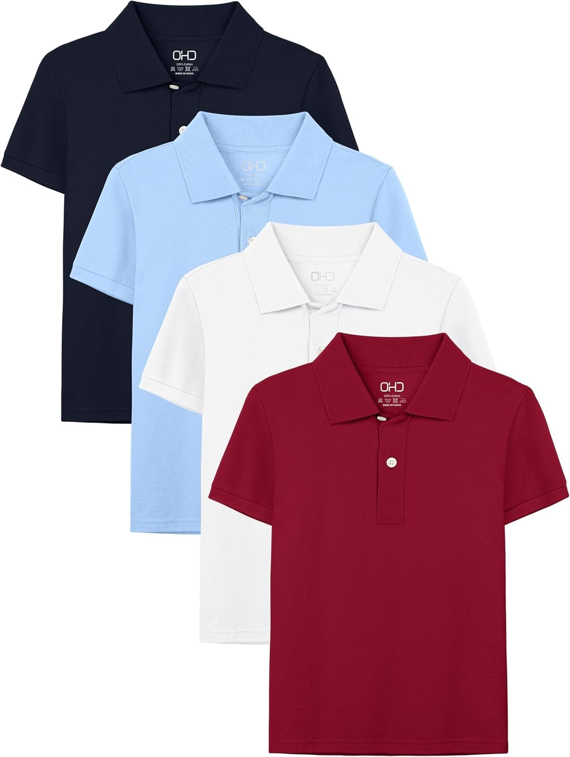 OHD 4 Pack Boys Polo Shirt Cotton School Uniform Polo Shirts for Boys Soft Kids Polo Shirt Multiple Color Short Sleeve Polo - Image 2