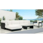 Garden Sofas Lounge With Waterproof Cushion Outdoor Aluminum Patio Corner Sectional Couch Project Hotel Sofa Set