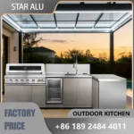 304 Stainless Steel Outdoor Kitchen, L-Shaped Modular Cabinet with Grill, Sink & Storage，Complete Grilling & Dining Solution