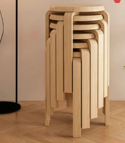 High Kitchen Storage Chair Wooden Vintage Dining Chair Tabouret Design for Room Furniture Round Wooden Stool with Storage 1