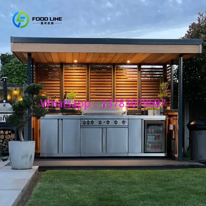 Customized Modular Outdoor Kitchen Cabinet Garden Stainless Steel Outdoor BBQ Kitchen With Shed Customized Modular Outdoor Kitchen Cabinet Garden Stainless Steel Outdoor BBQ Kitchen With Shed