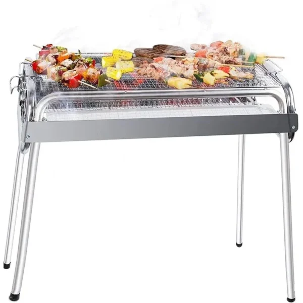 Folding Portable Barbecue Charcoal Grill Stainless Steel Barbecue Tool Suitable for Outdoor Cooking Camping Picnicking Beach