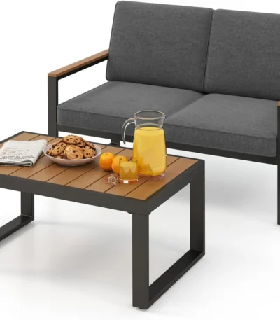 Balcony Furniture,Weatherproof Garden Furniture Set with Aluminium Frame and Soft Cushions,Patio Furniture,for Balcony,Garden 1