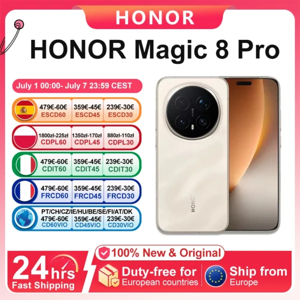Global Version HONOR Magic 8 Pro 5G Samrtphone 12+512GB Snapdragon 8 Elite Gen 5 6.71”120Hz OLED Screen 200MP AI Cameras 100W SuperCharge Mobile Phone 2026 New