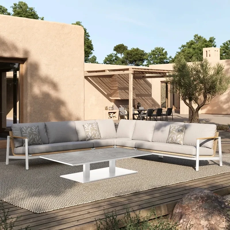 Aluminum Rope Garden Sofa Set Patio Outdoor Furniture Metal Garden Sectional Sofa Set Aluminum Rope Garden Sofa Set Patio Outdoor Furniture Metal Garden Sectional Sofa Set