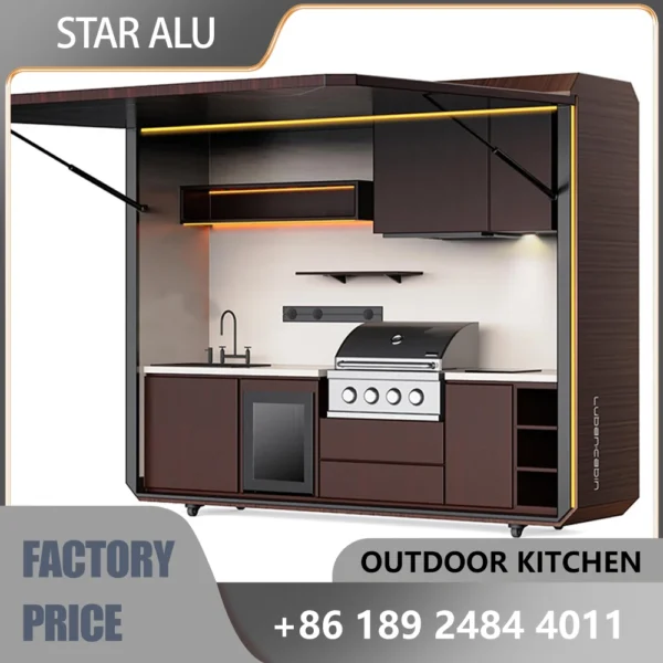 Backyard Gourmet Social Center, Smart Temperature-Controlled Outdoor Kitchen, Waterproof, Sunproof, and Portable.